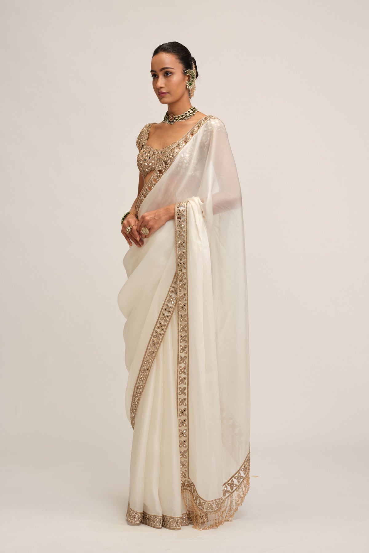 Off White Saree Set