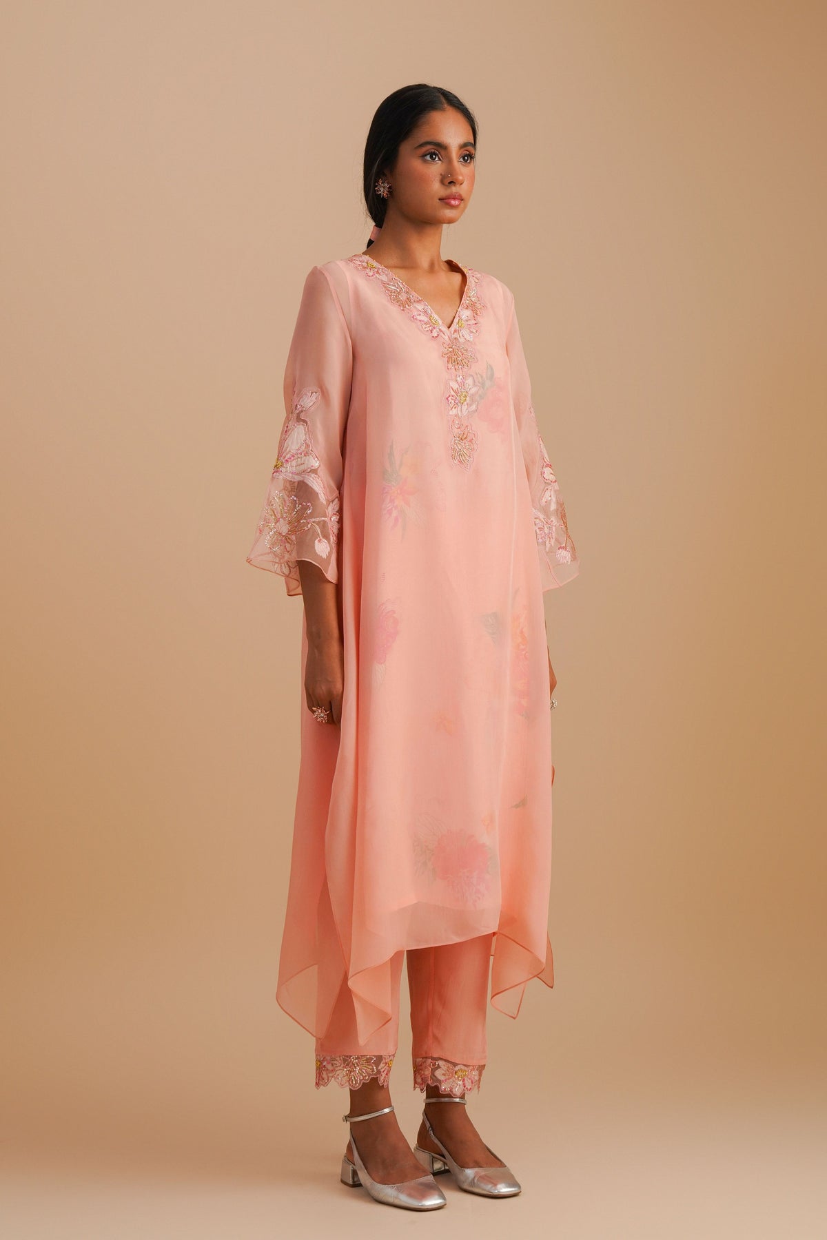 Blush Organza Kurta Set