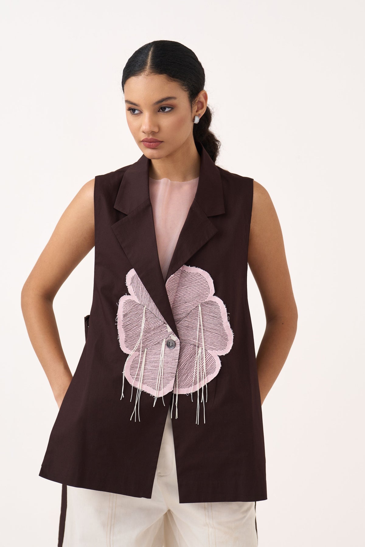 Floral Applique Waistcoat Set