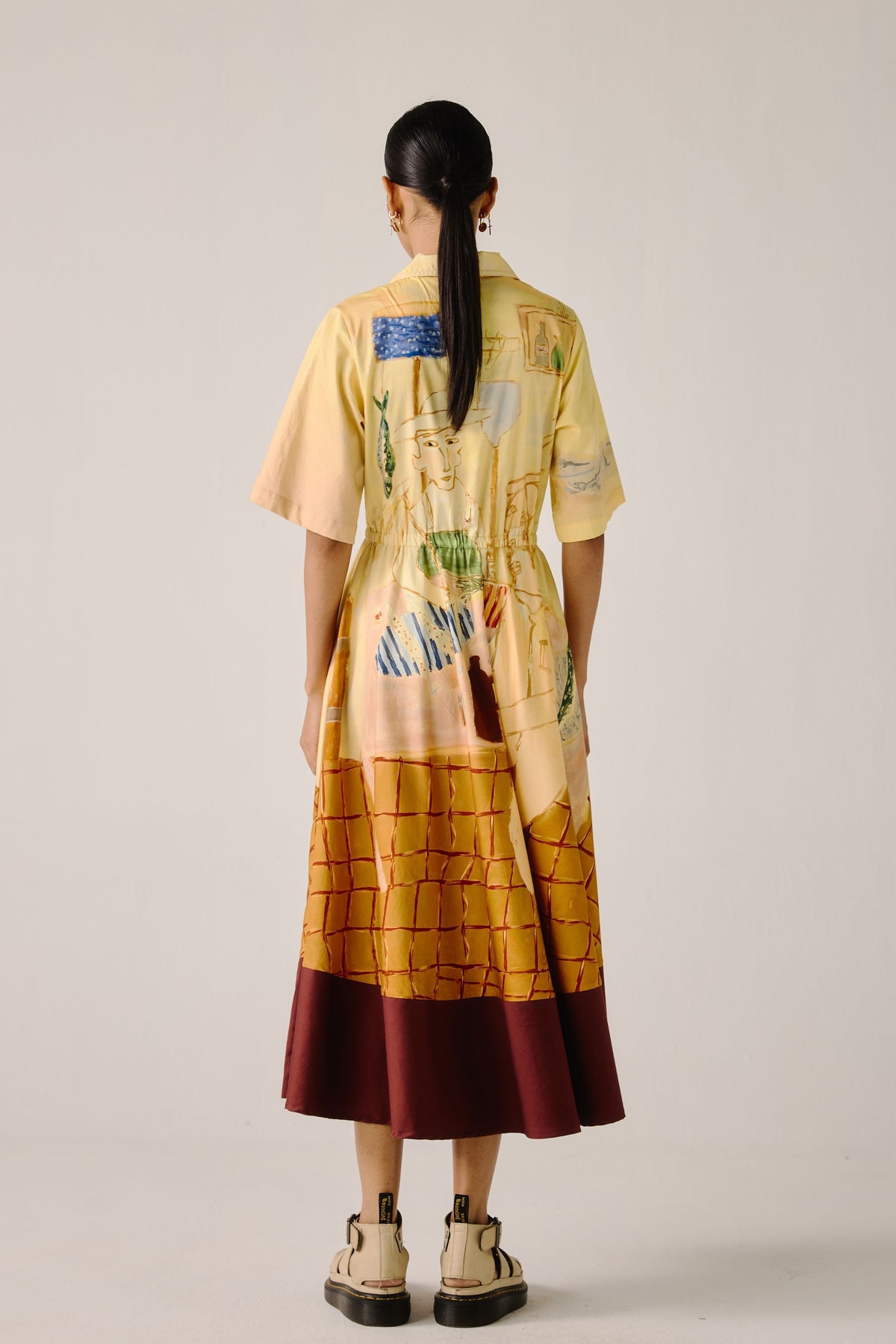 Fisherman Print Blocked Dress