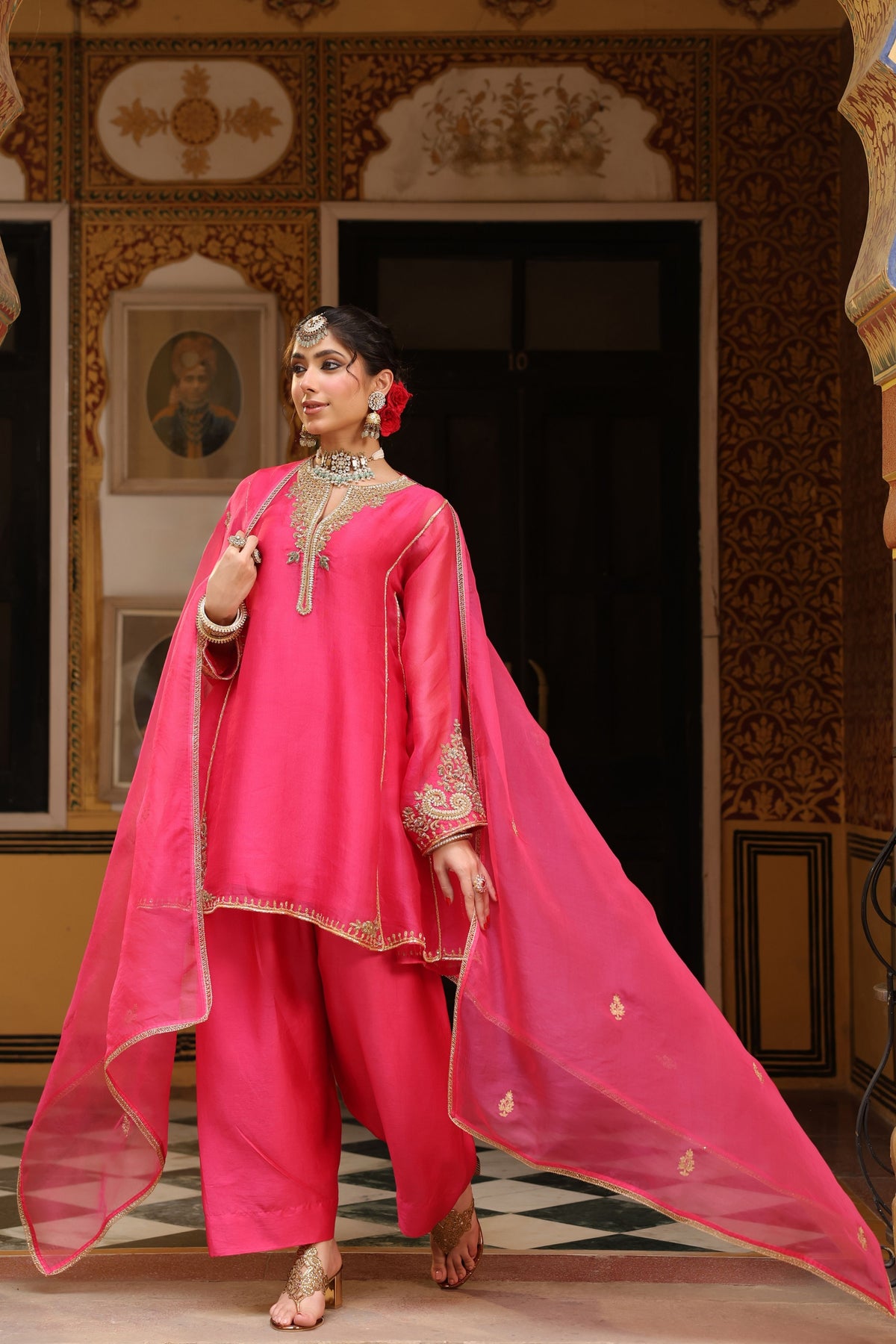 Pink Ahista Short Kurta Set