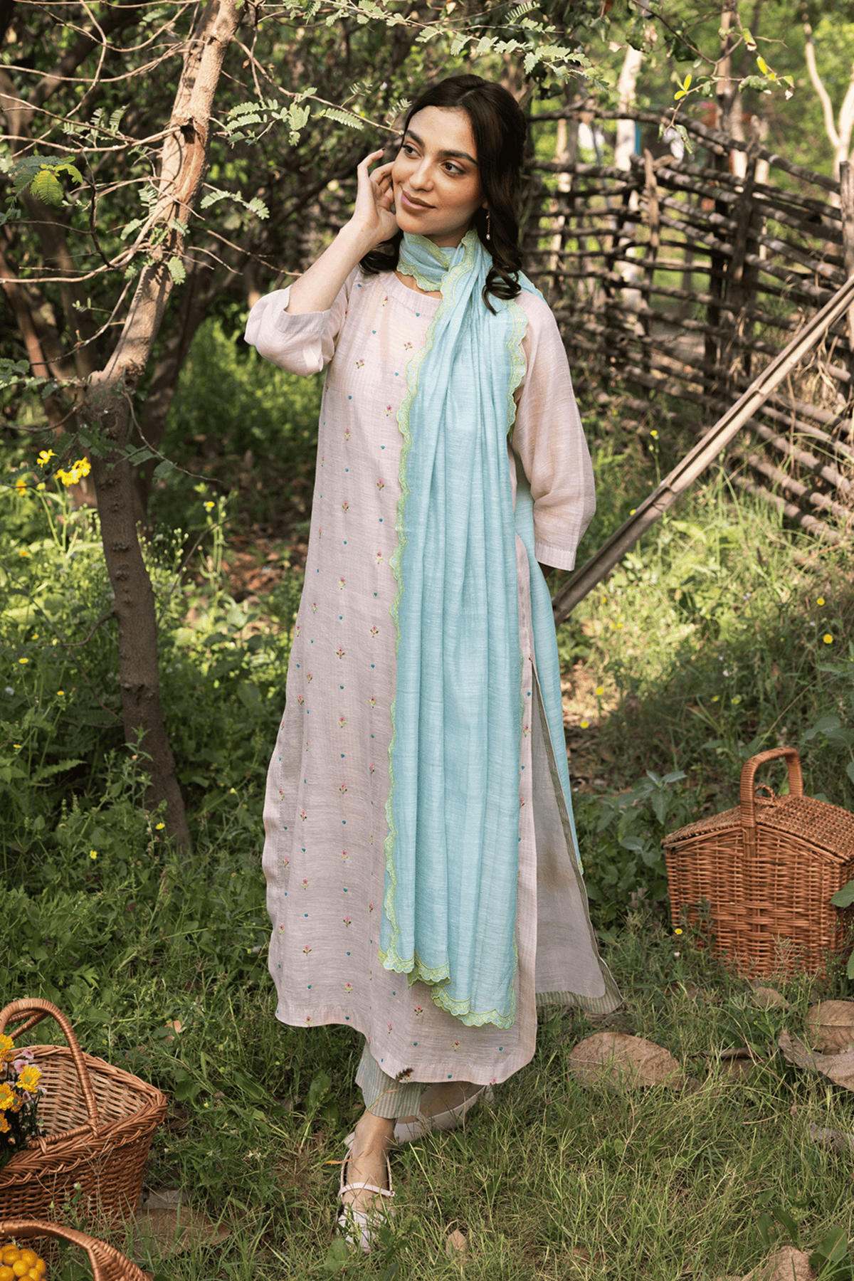 Ethereal Silk Khadi Blue Dupatta