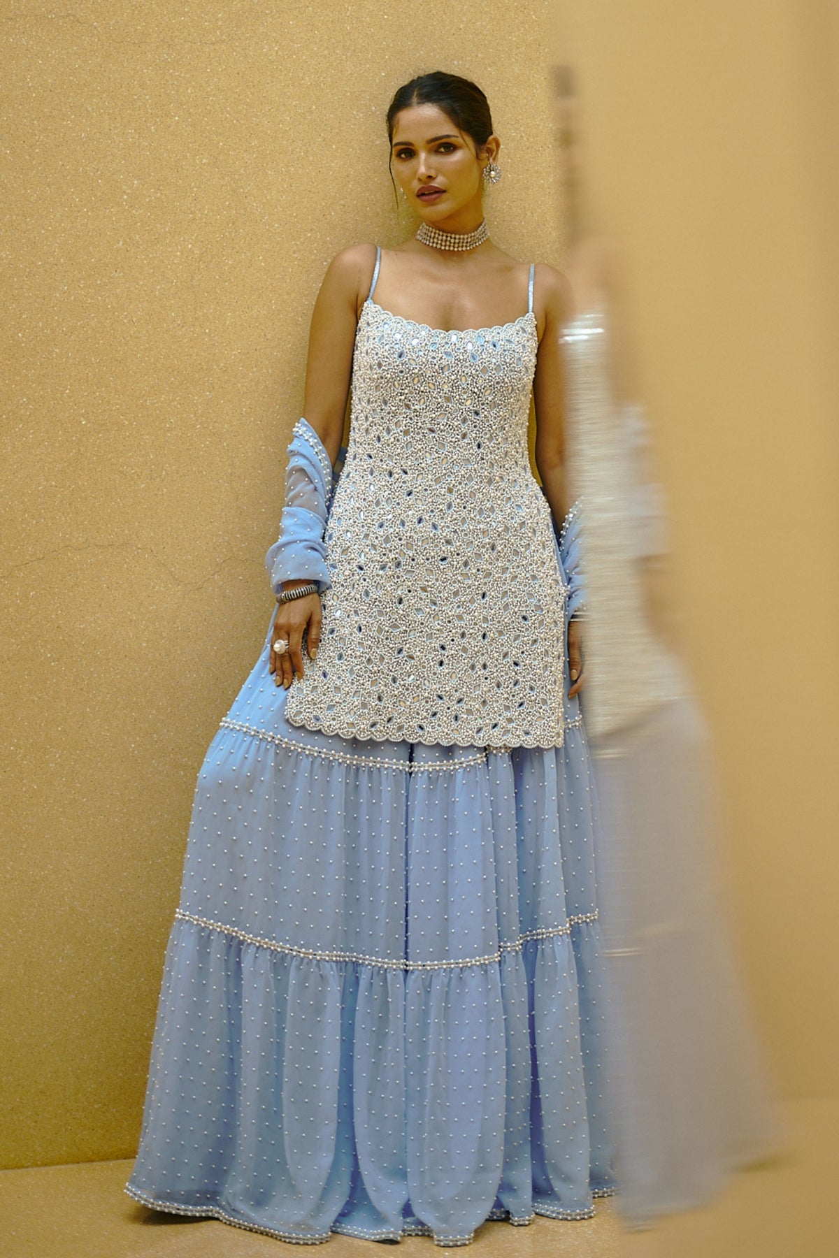 Dew Blue Sharara Set