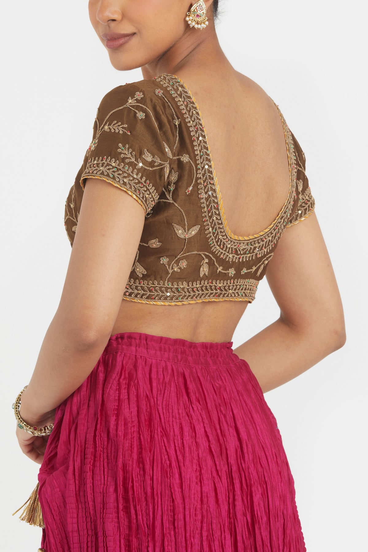 Olive Silk Lehenga Set