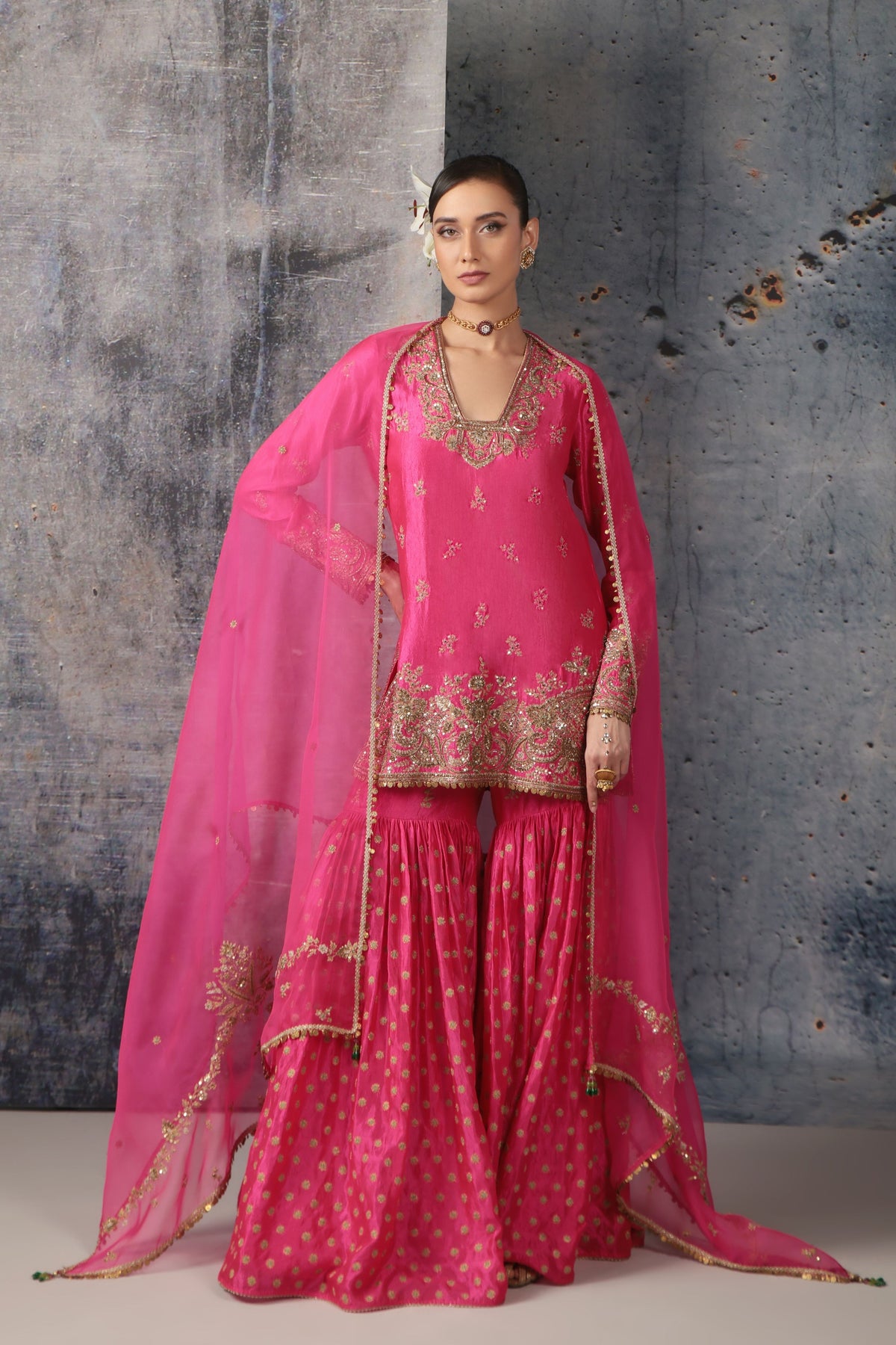 Pink Buti Sharara Set