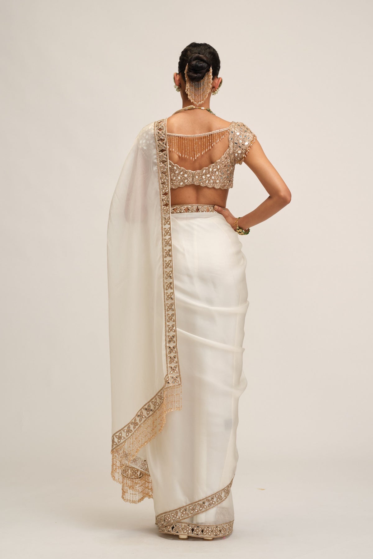 Off White Saree Set
