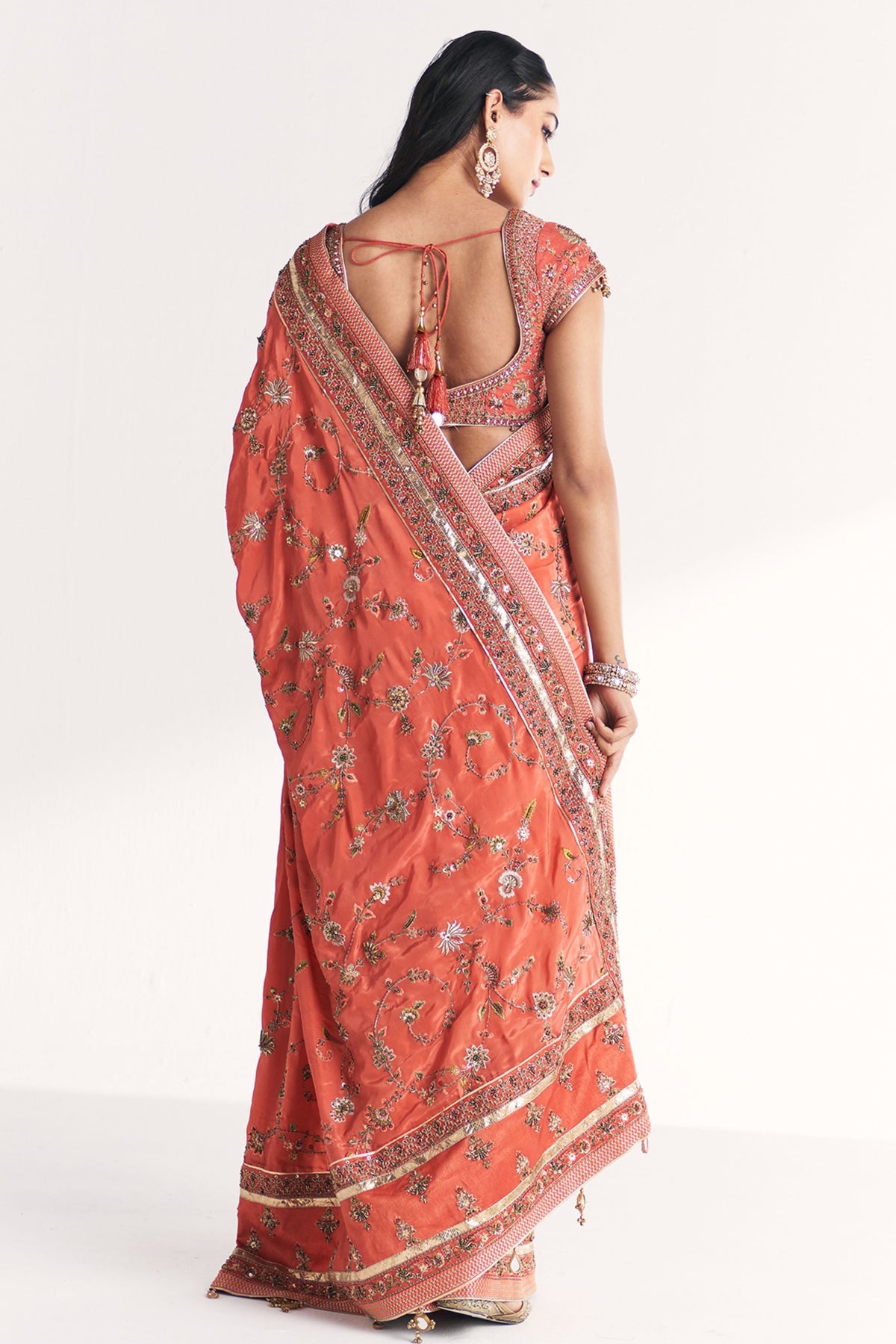 Jannat Tangerine Saree