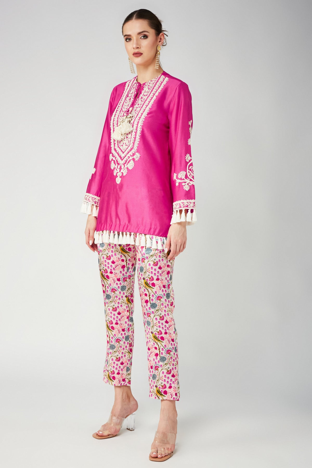 Rani Pink Embroidered Kurta