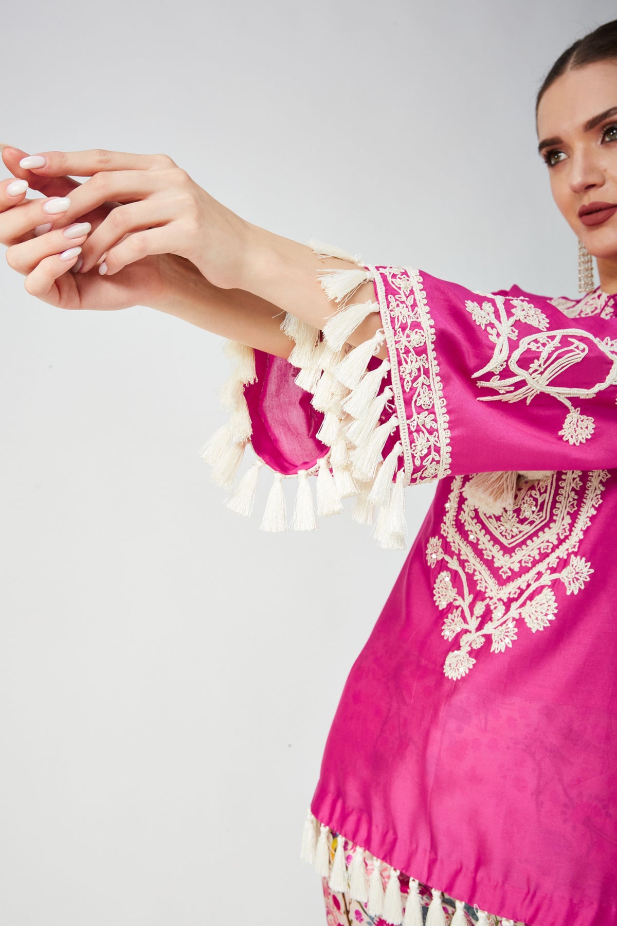 Rani Pink Embroidered Kurta