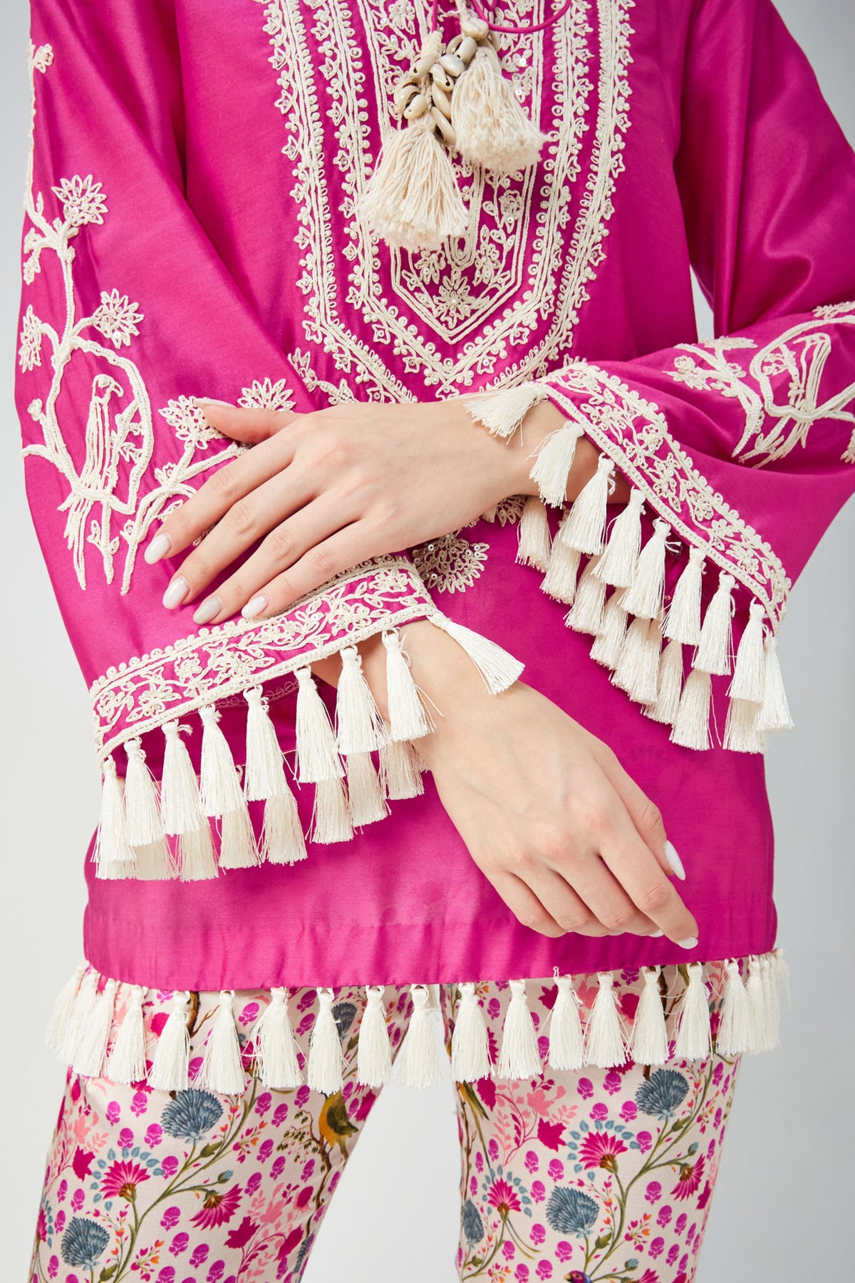 Rani Pink Embroidered Kurta