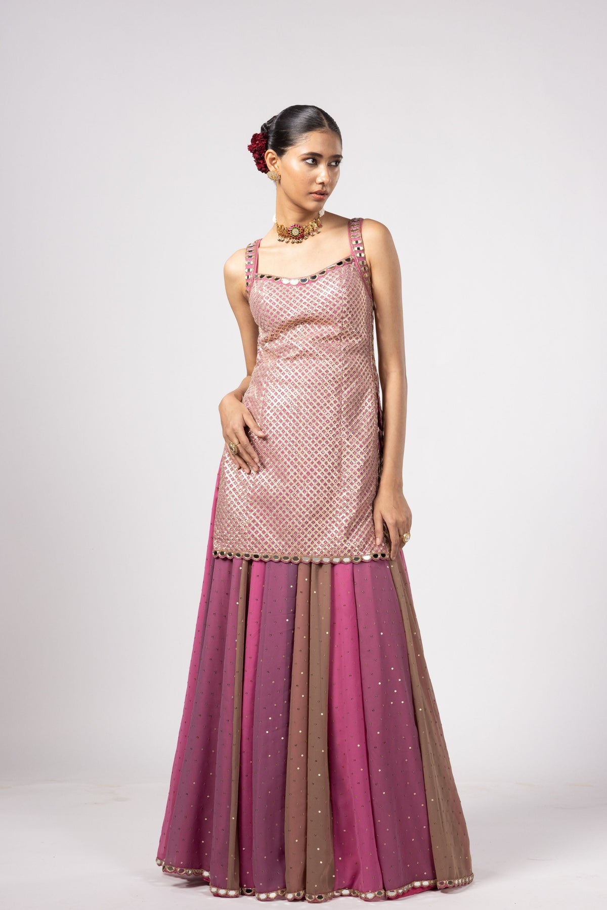 Cranberry Multicolor Saree Set