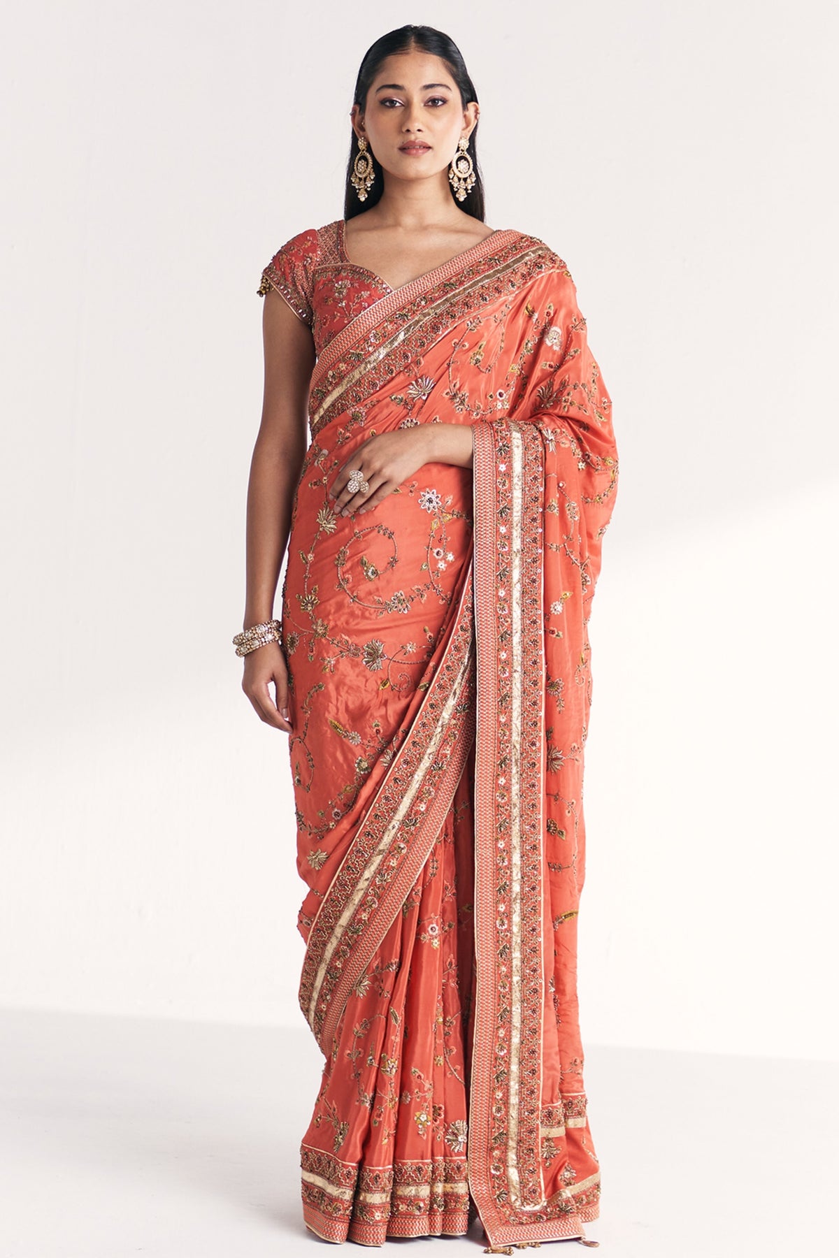 Jannat Tangerine Saree