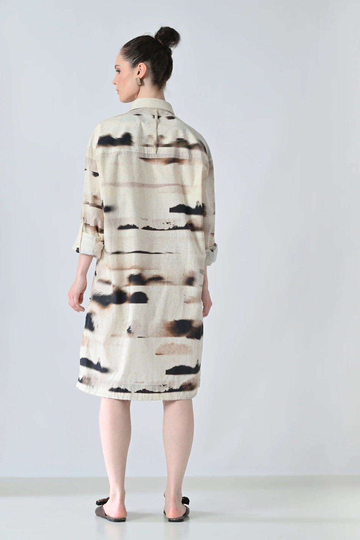 Ivory Mist Printed Shirt Dress