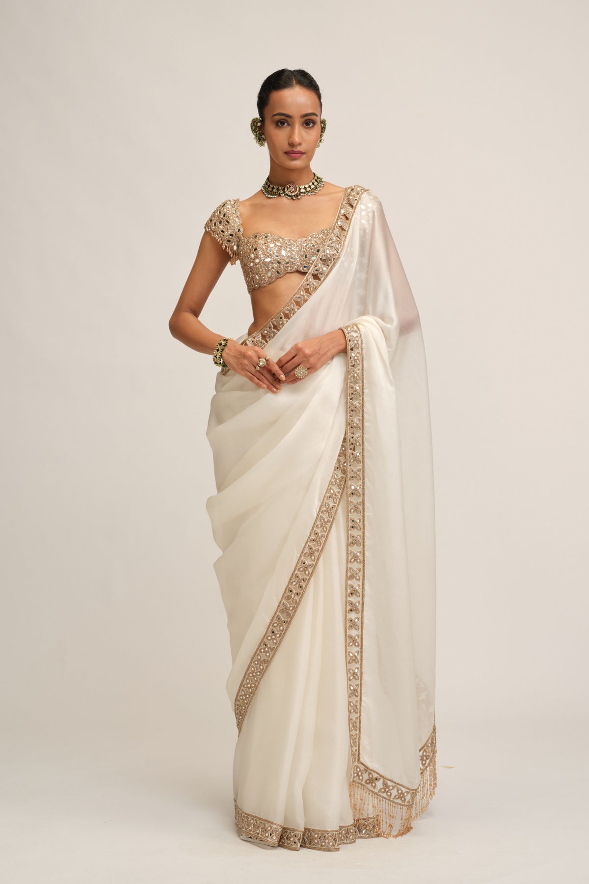 Off White Saree Set