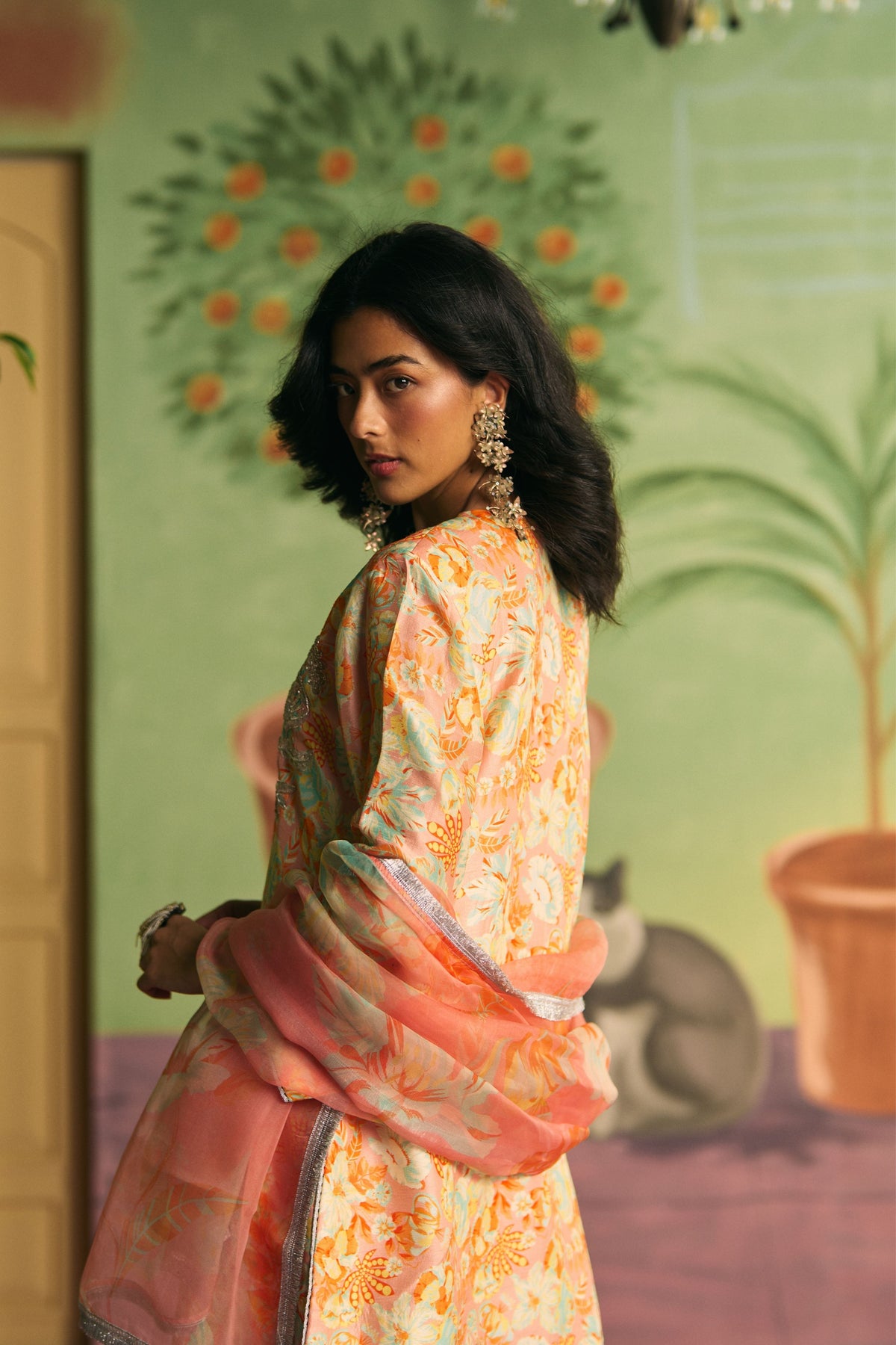 Peach Petal Garden Sharara Set