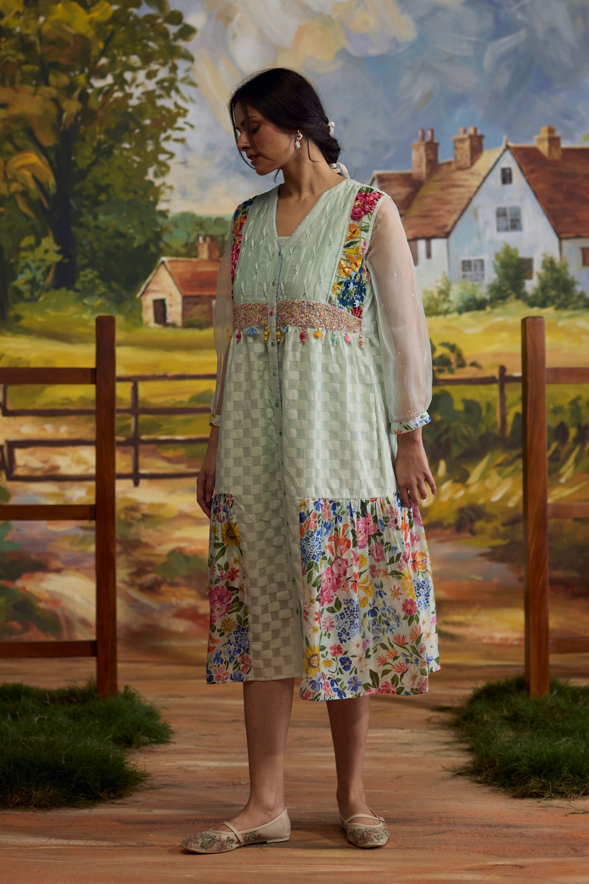 Meadow Floral Checkered Dress