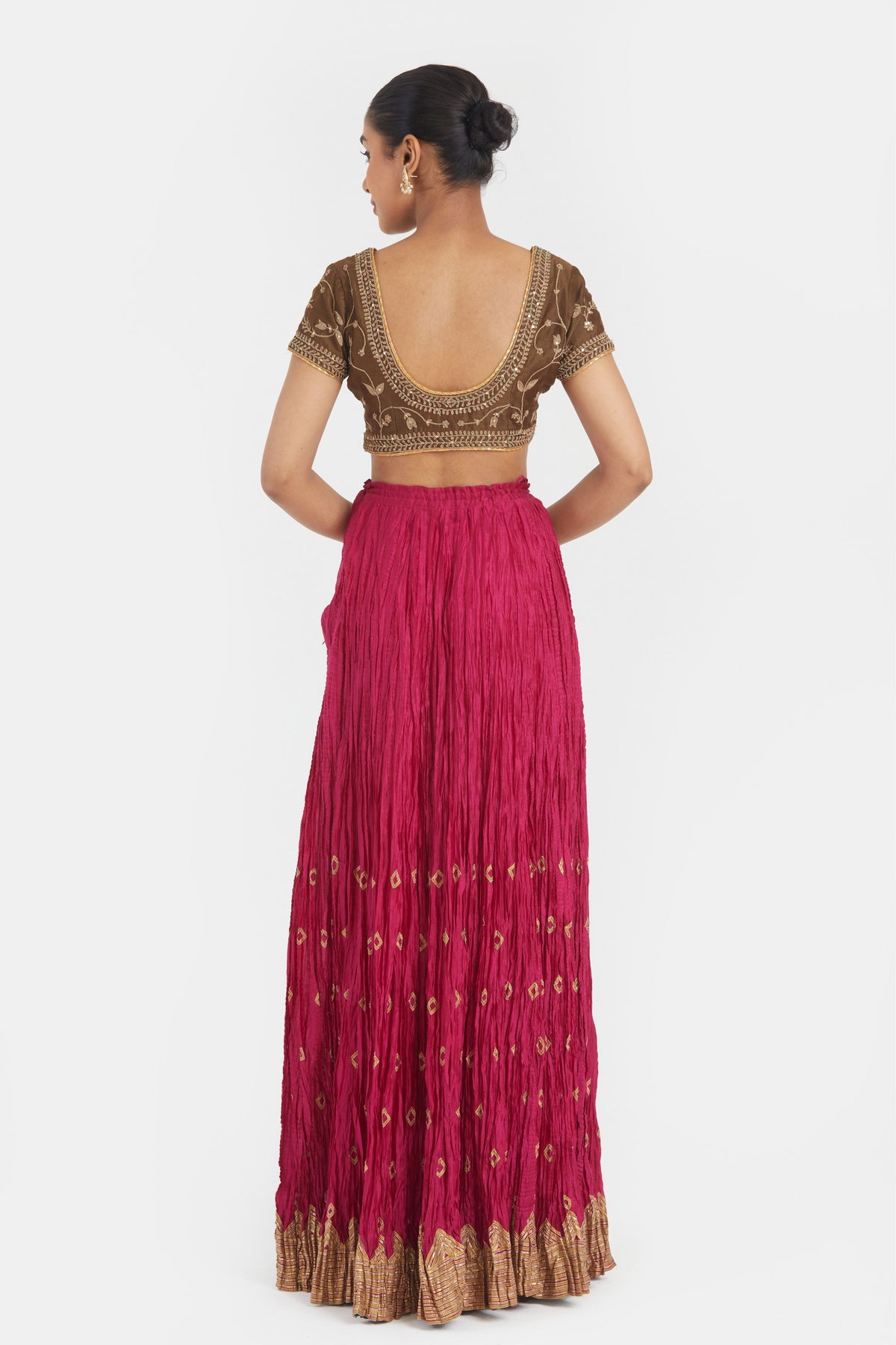 Olive Silk Lehenga Set