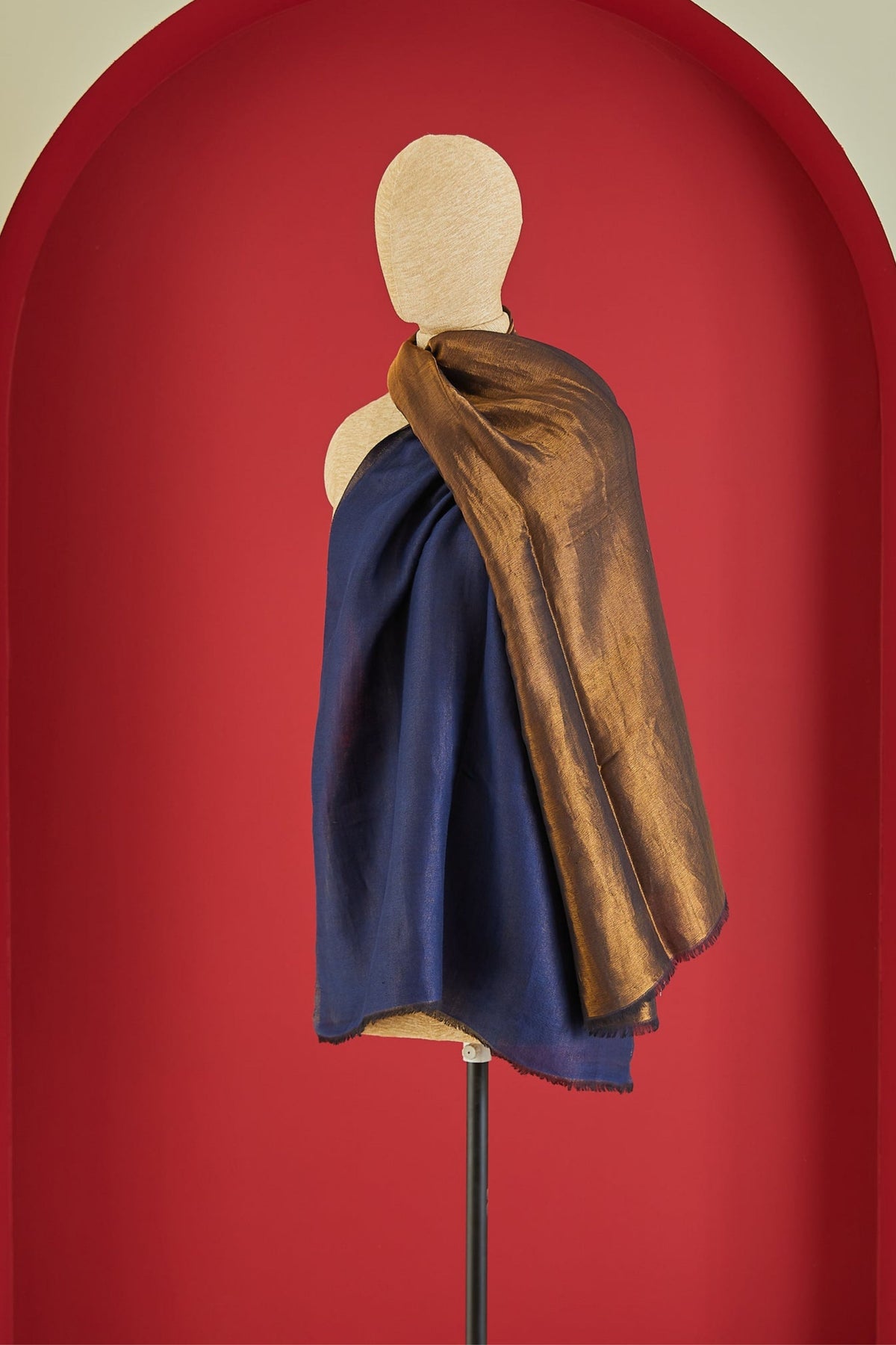 Reversible Zari Royal Blue Stole