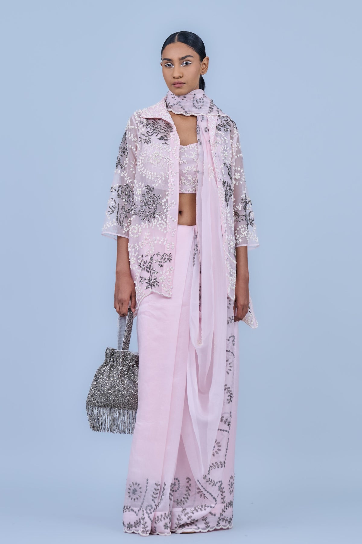 Pink &amp; Silver Beadwork Jacket