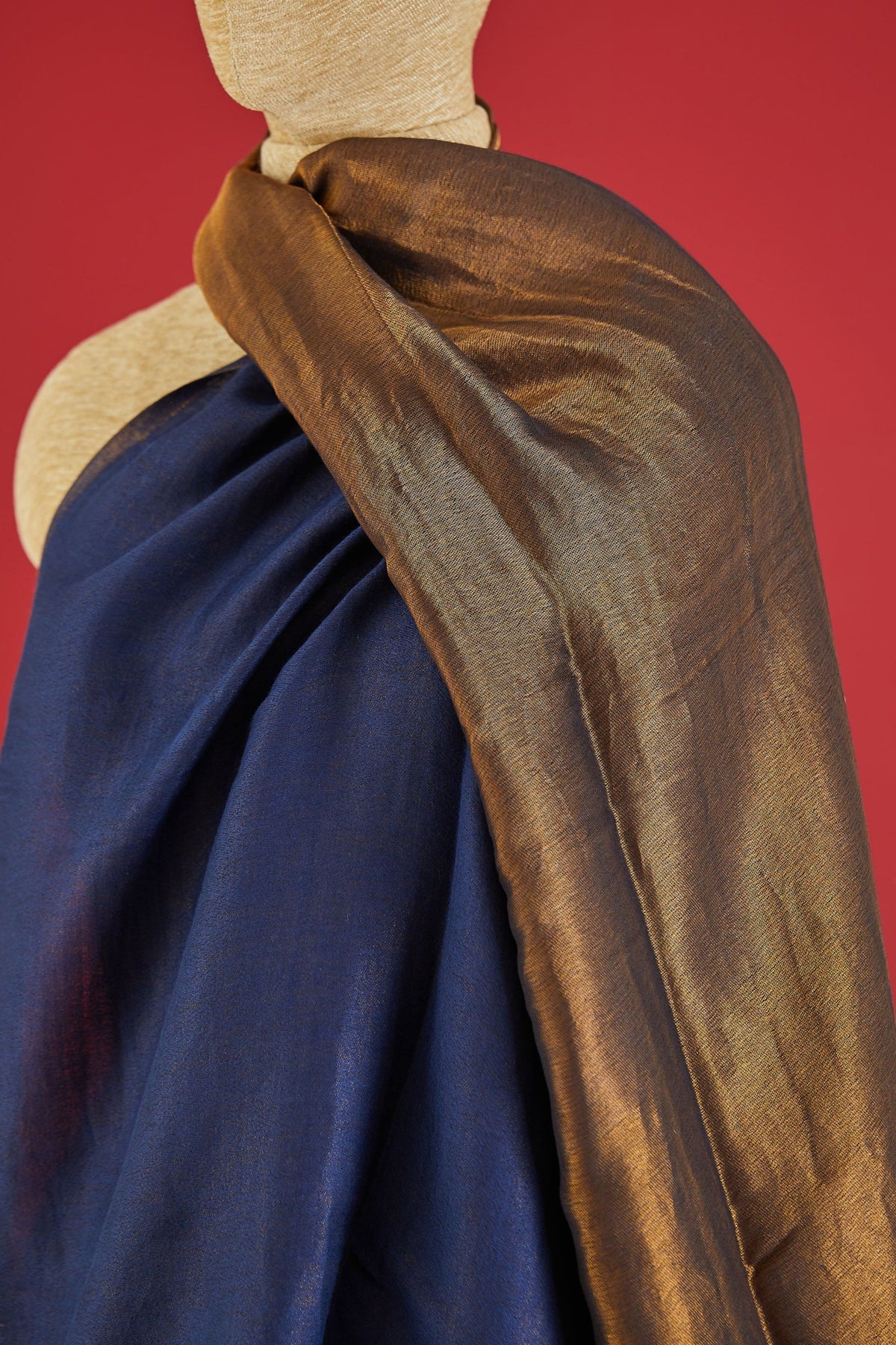 Reversible Zari Royal Blue Stole