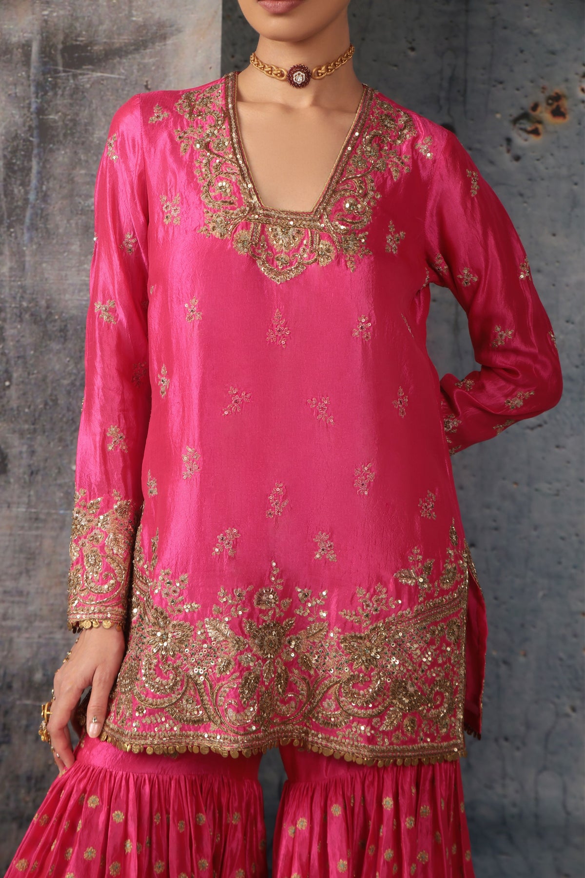 Pink Buti Sharara Set