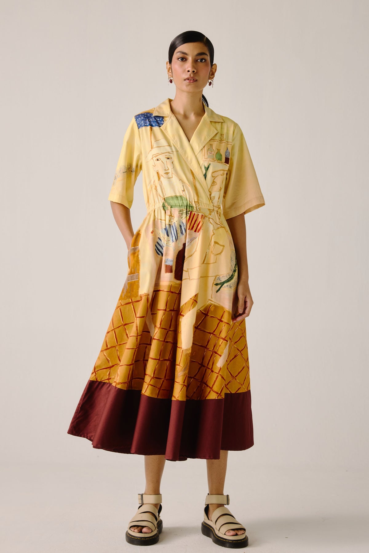 Fisherman Print Blocked Dress
