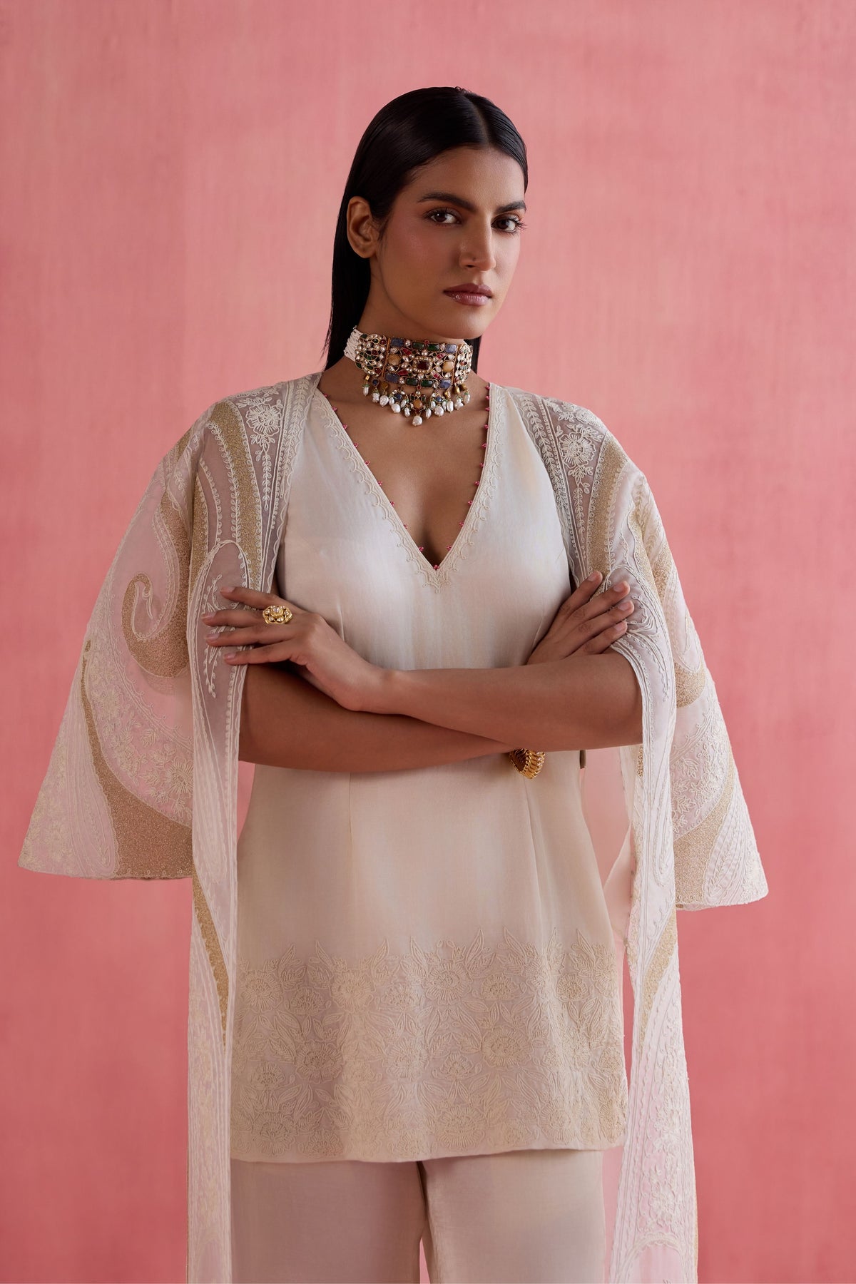 Shireen Ivory Jacket Set