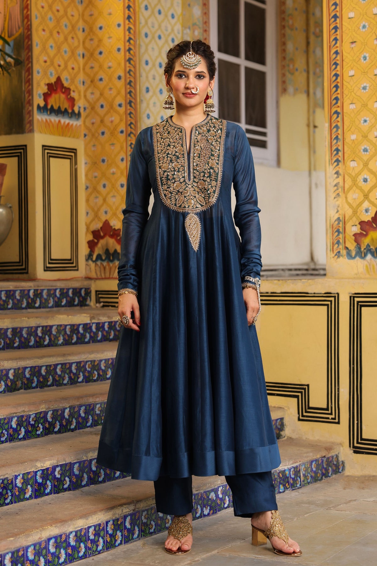 Ahista Blue Kalidaar Set