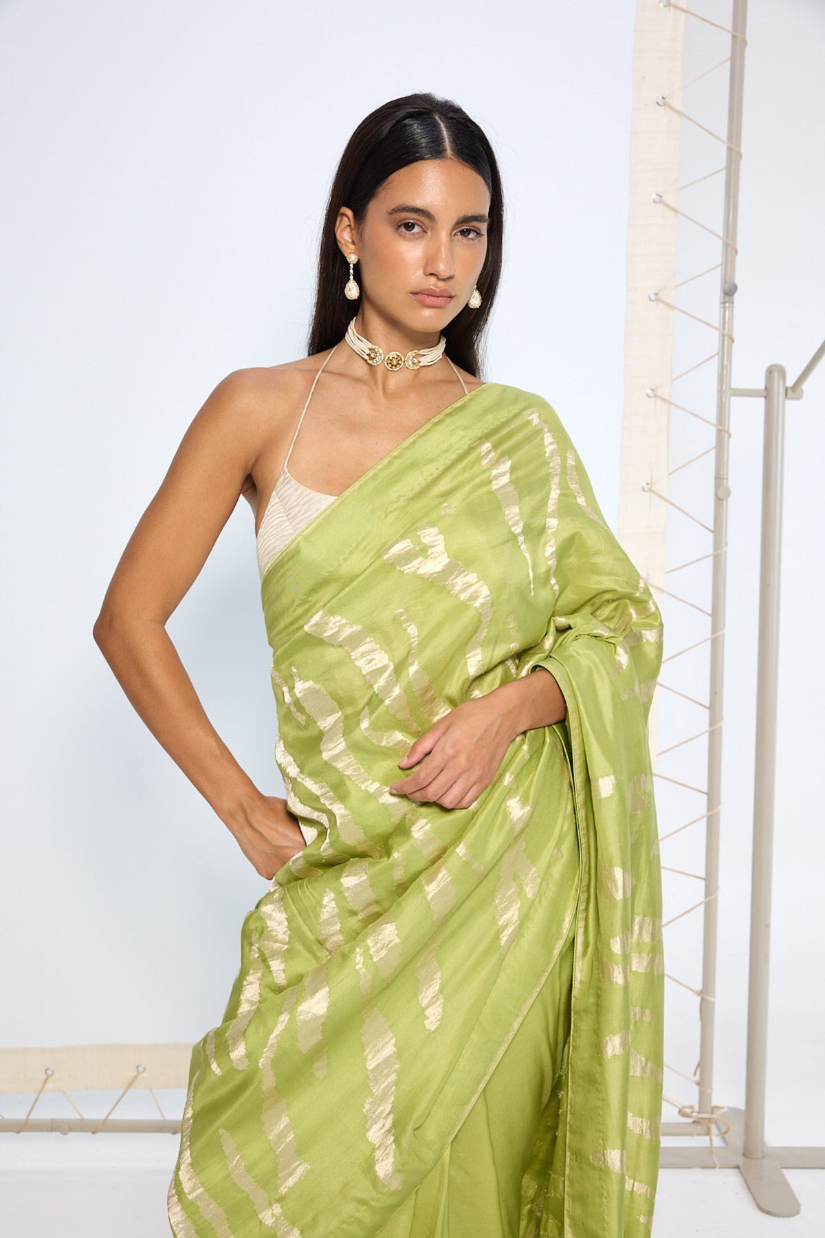 Handwoven Sage Green Silk Saree