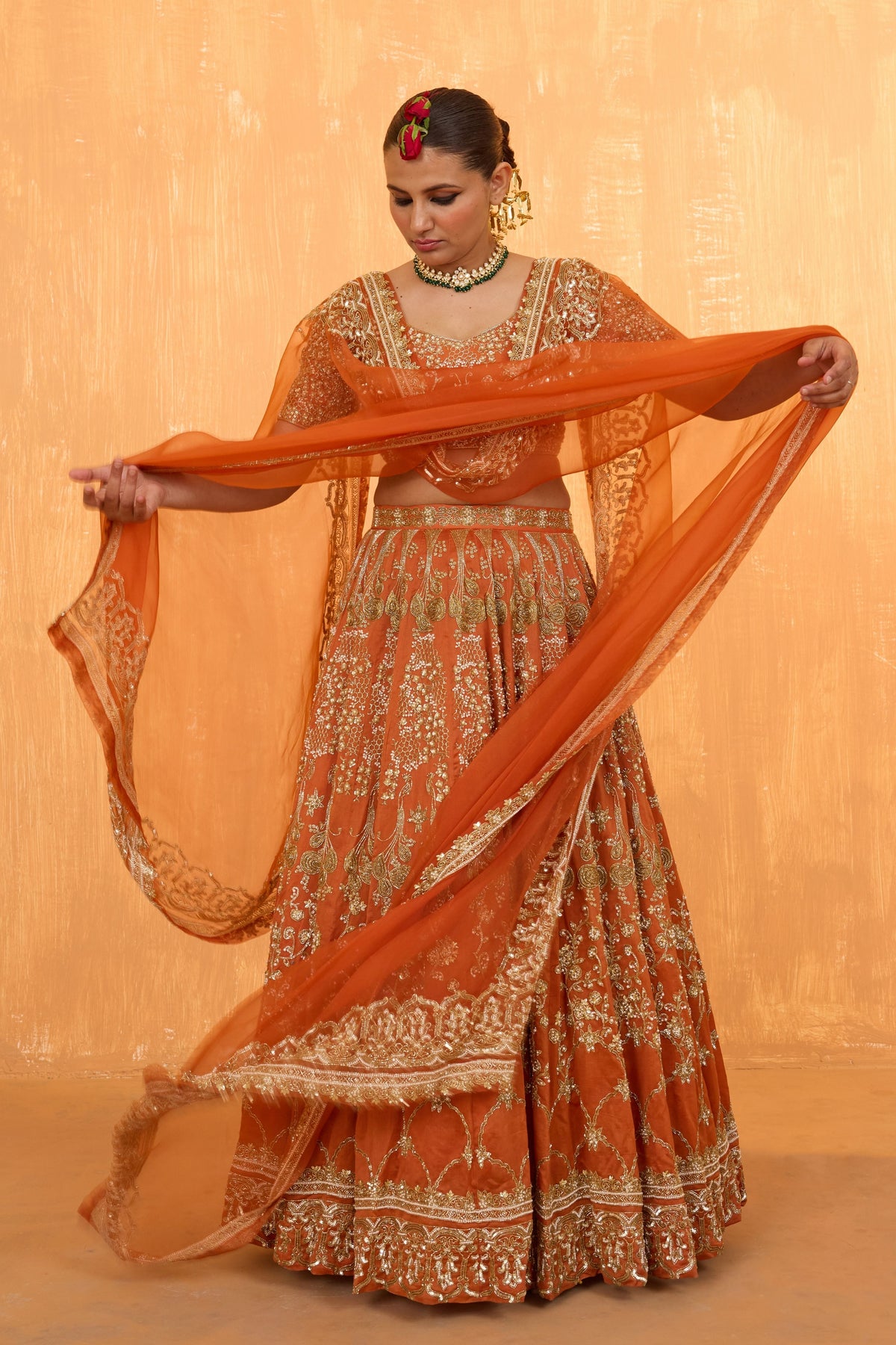 Orange Rust Lehenga Set