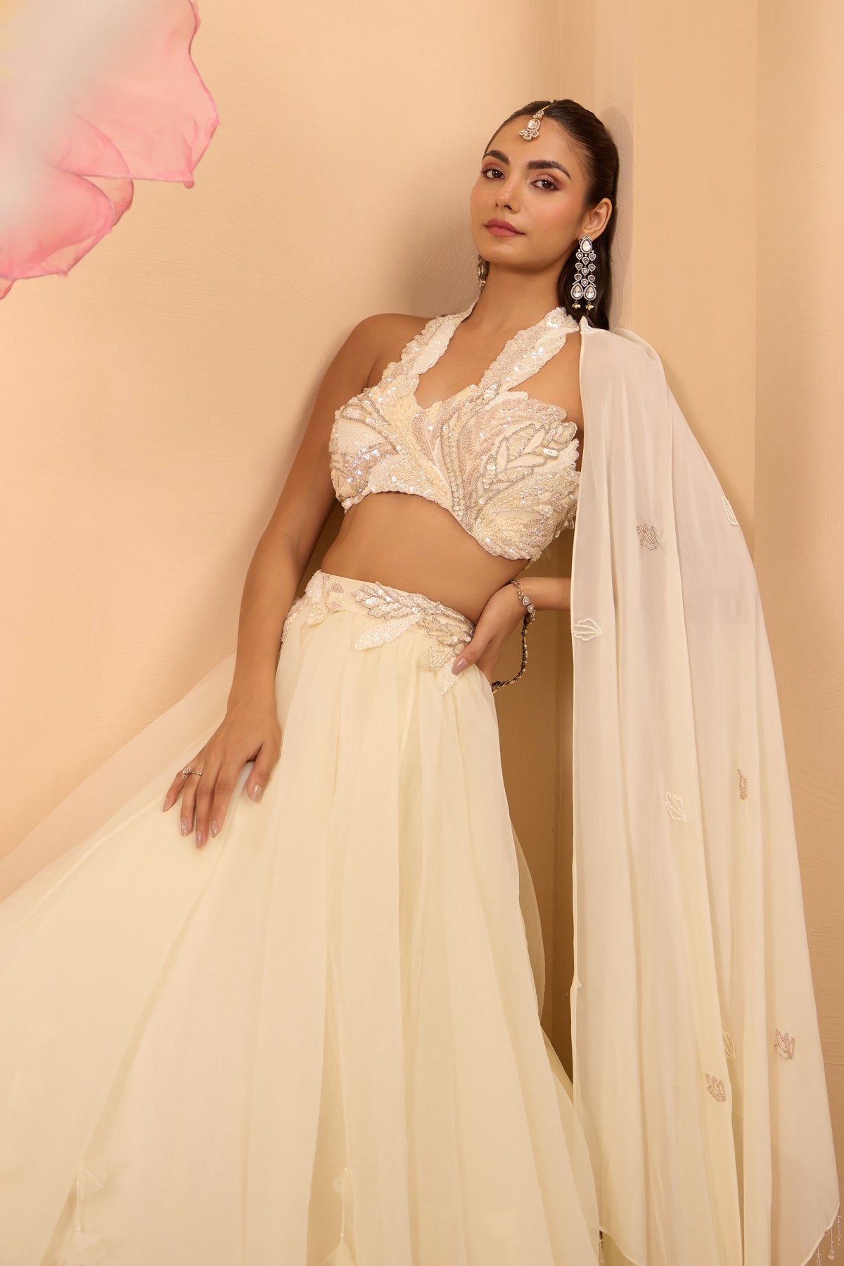 Hand-embroidered Sequined Lehenga Set