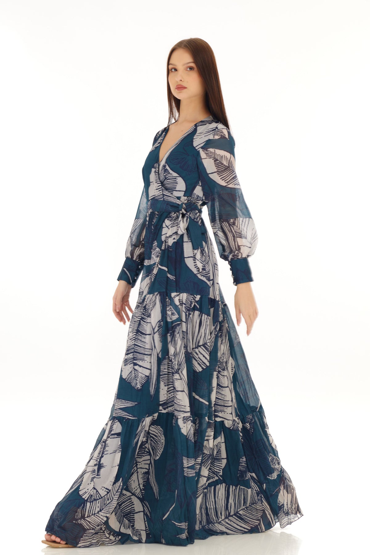 Blue and White Wrap Dress