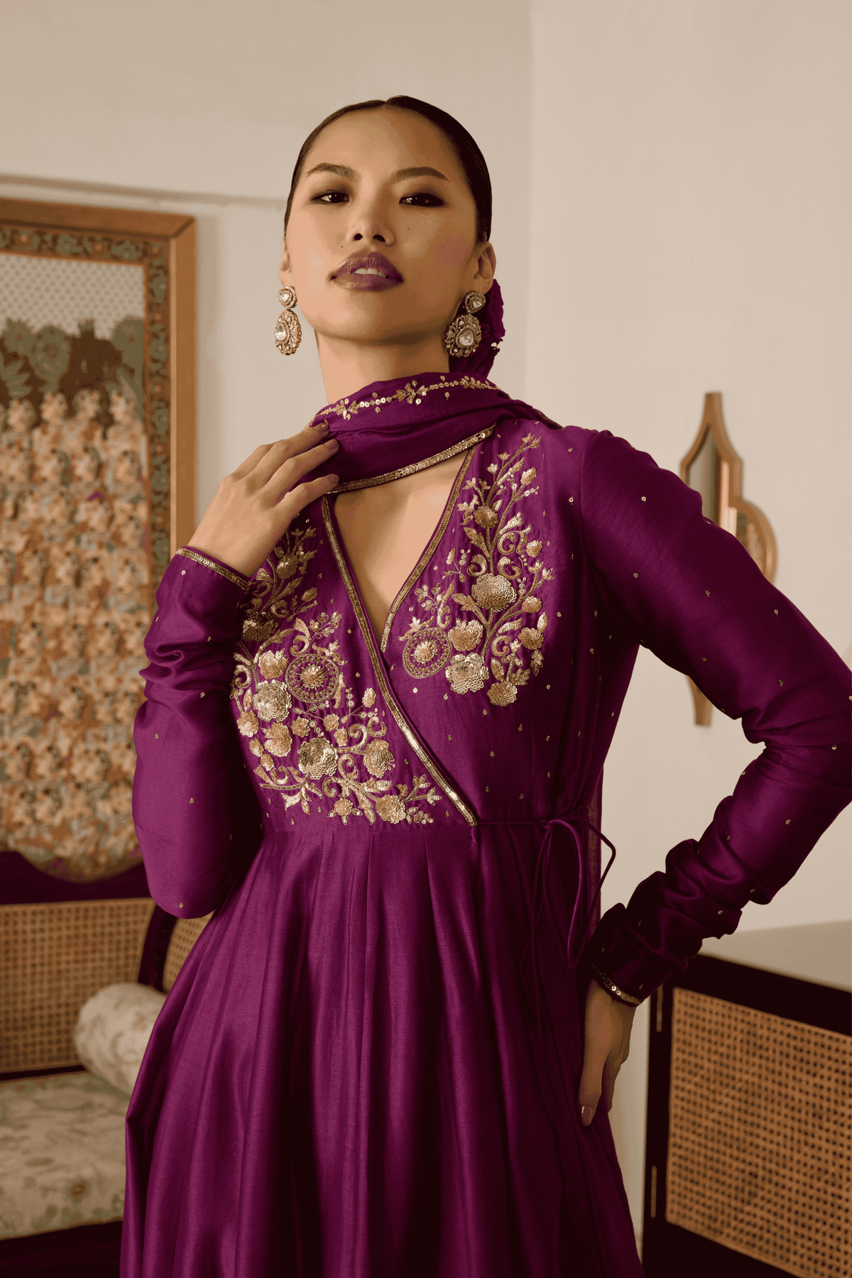 Purple Anarkali Set