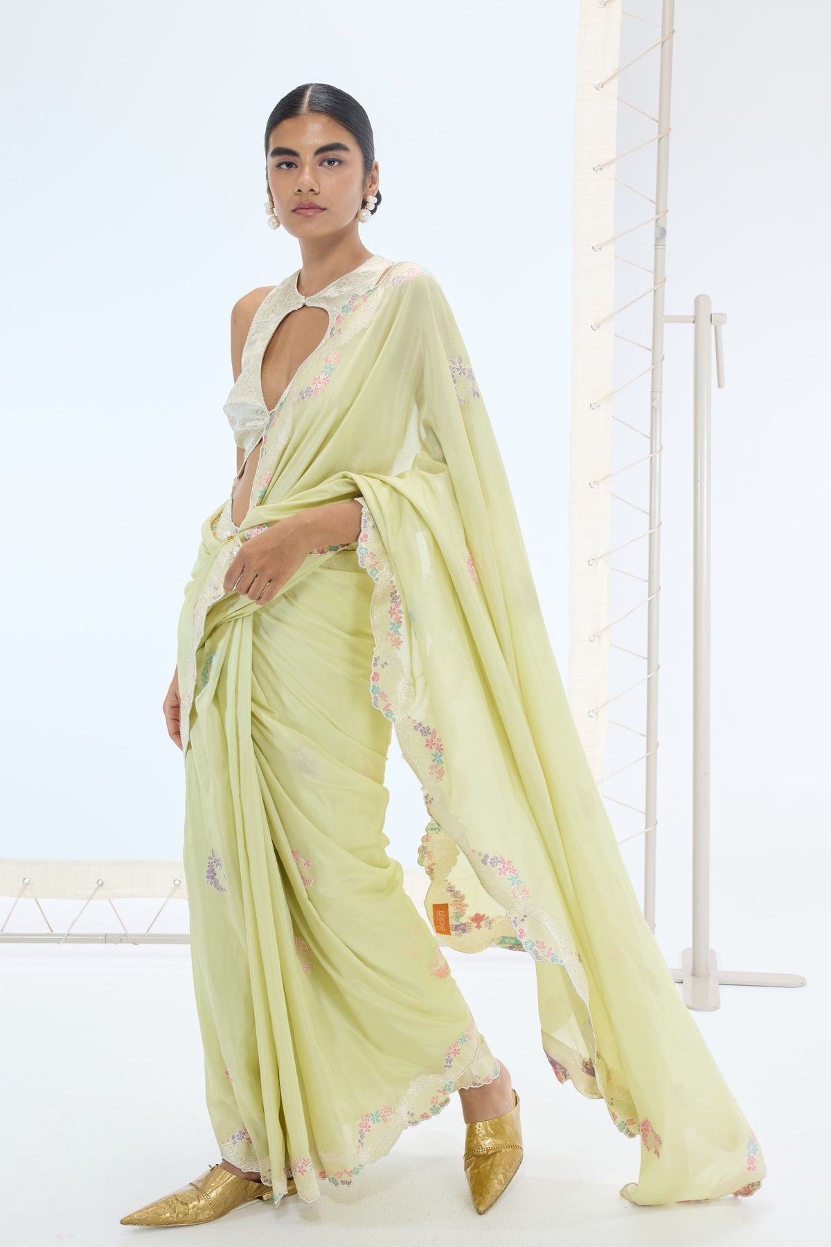 June Saree in Pistachio