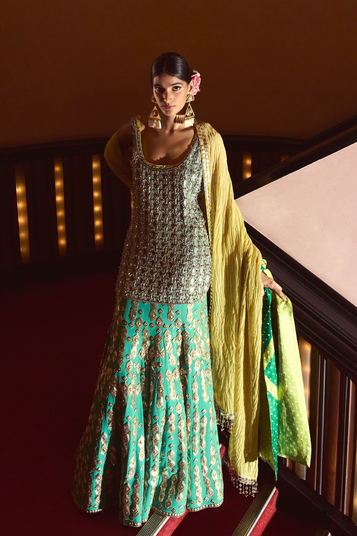 Mirror Talkies Turquoise Lehenga Set