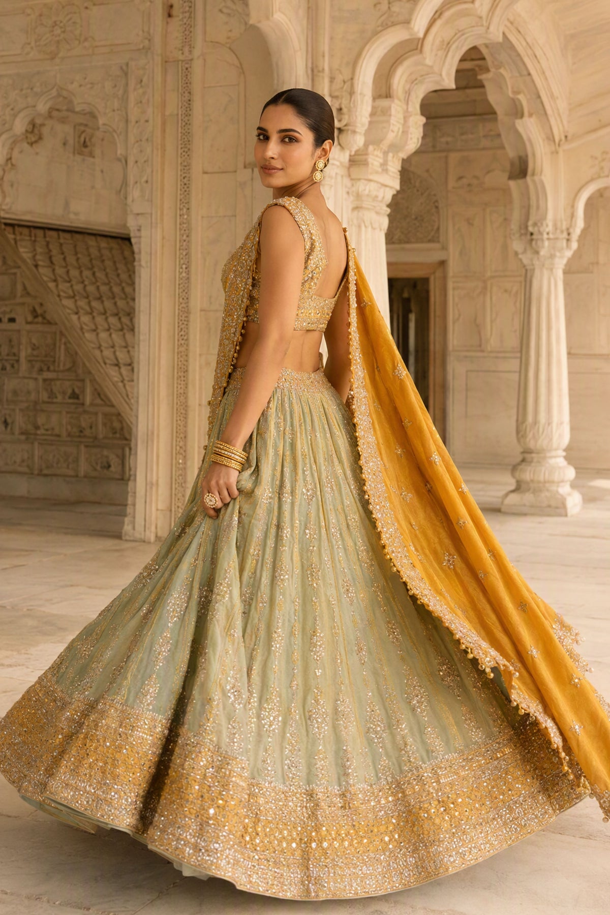 Basanti Gulzar Lehenga Set