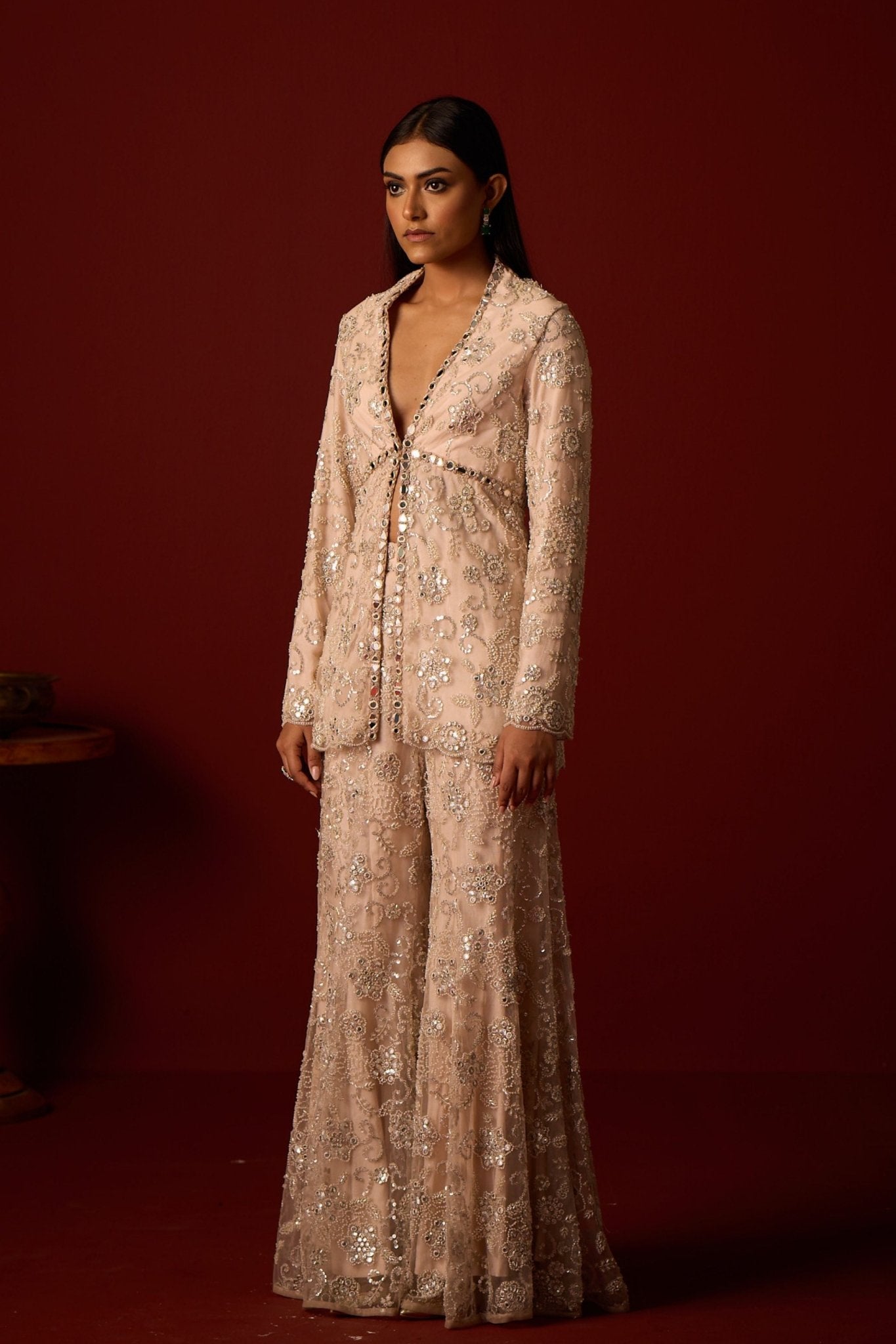 Embroidered Peplum Blazer - Twenty Nine - Elahe