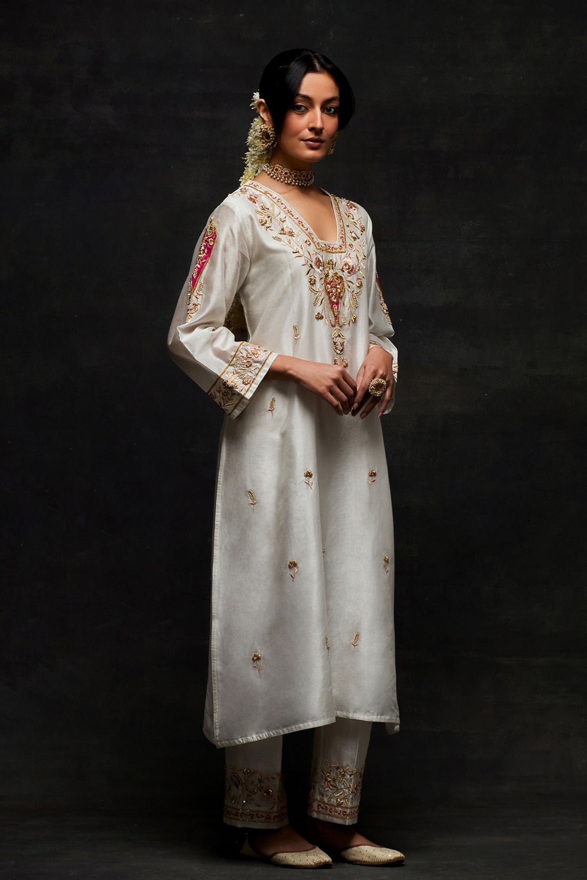 White Yoke Kurta Set