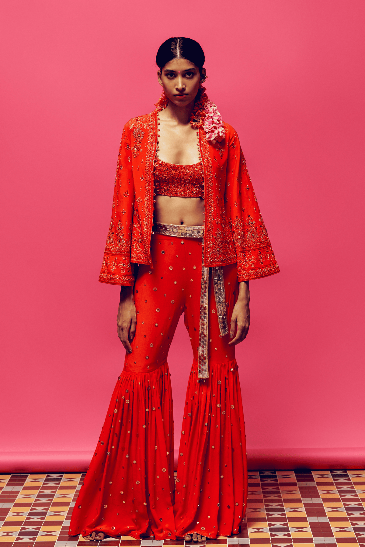 Burnt Orange Gharara Set