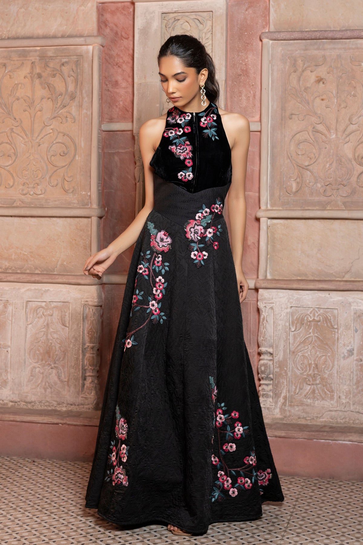 Black Satin Maxi Dress