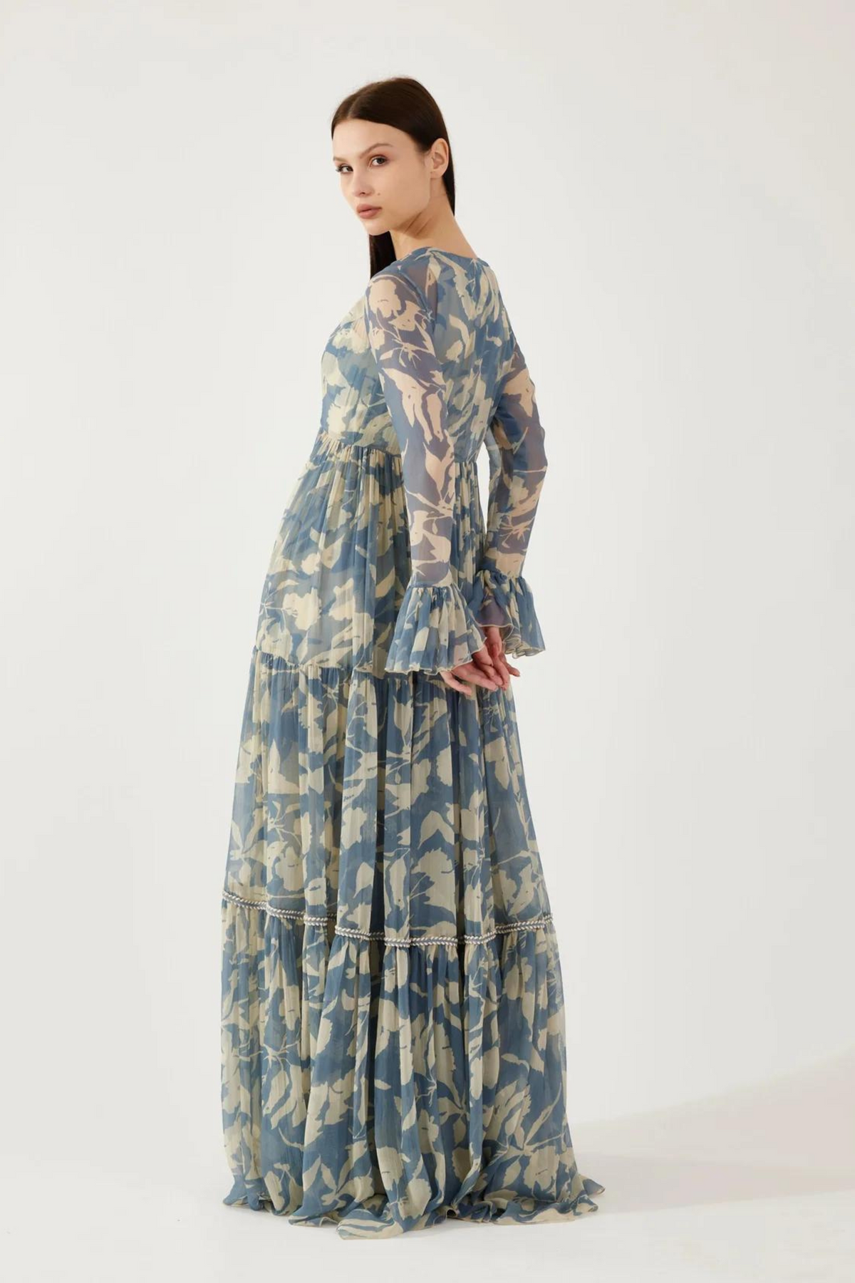 Blue and Cream Floral Cape