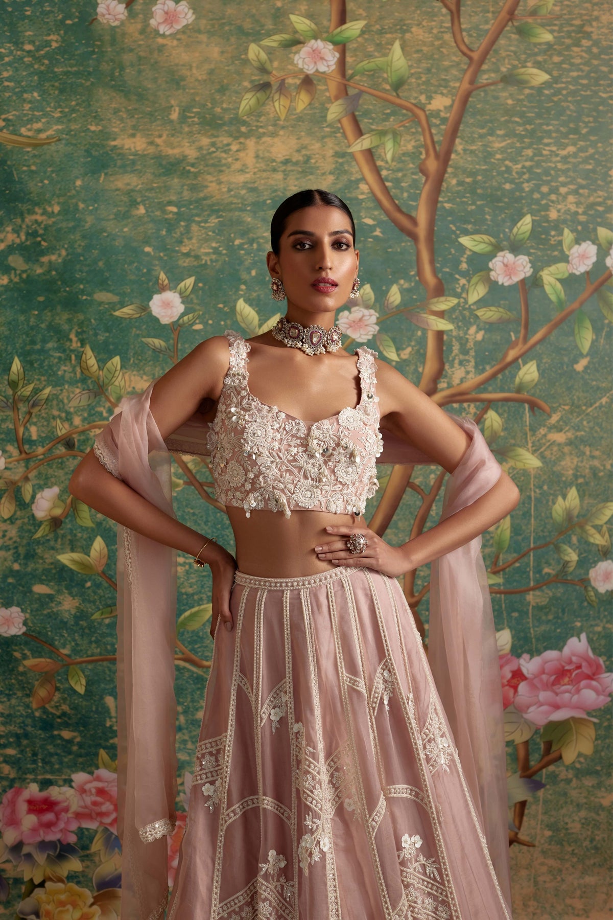 Grace Dusky Pink Lehenga Set