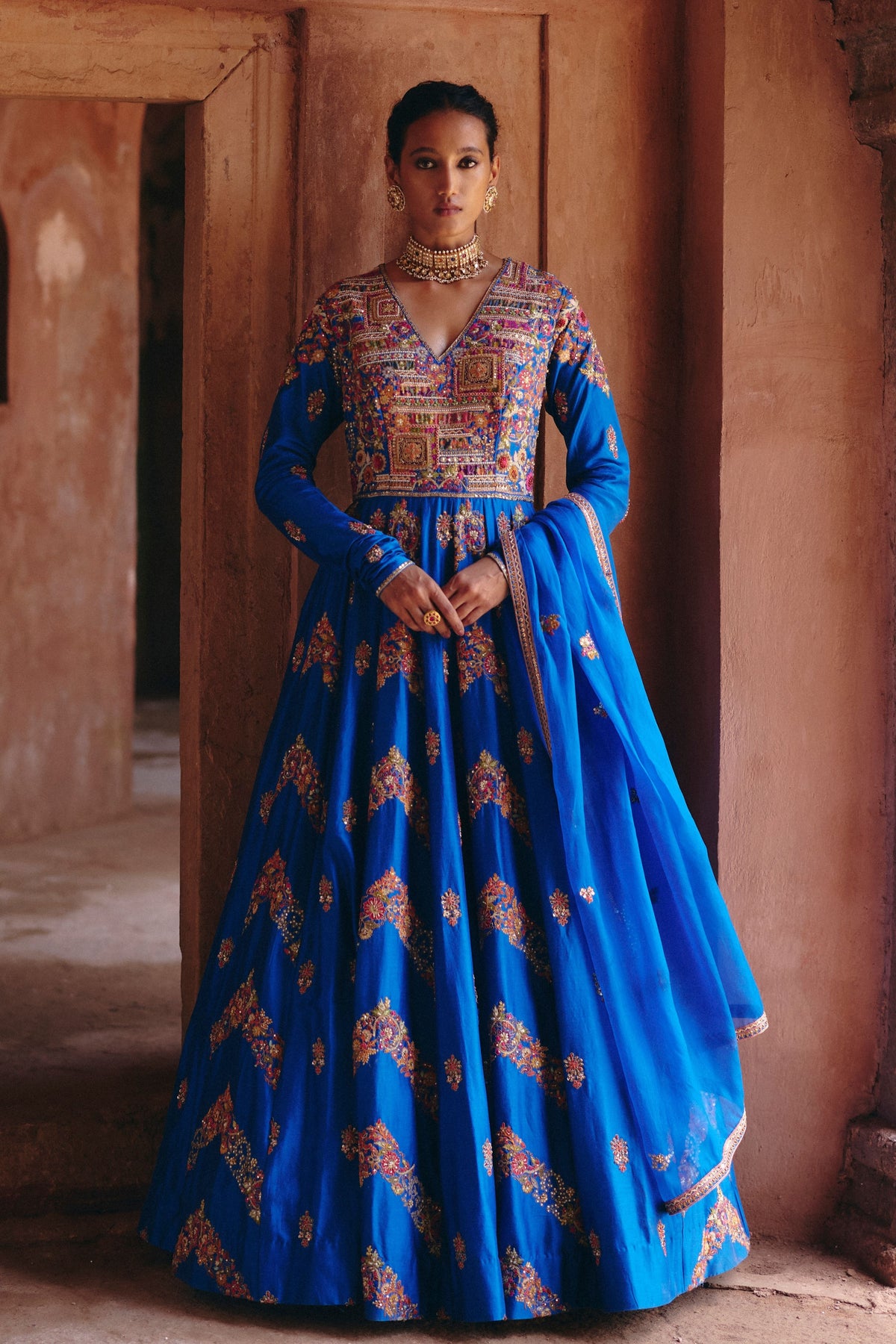 Gulrez Chevron Anarkali Set