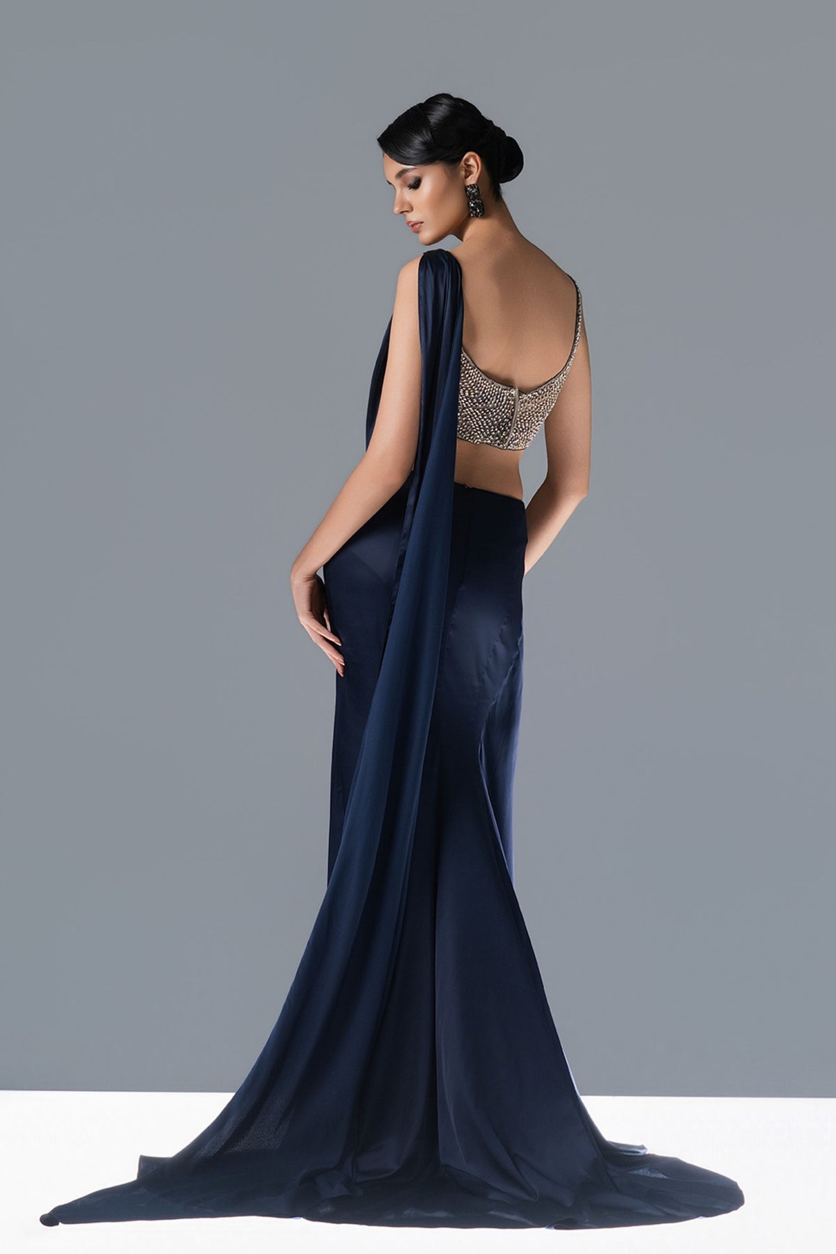 Crystal Eclipse Draped Saree Set