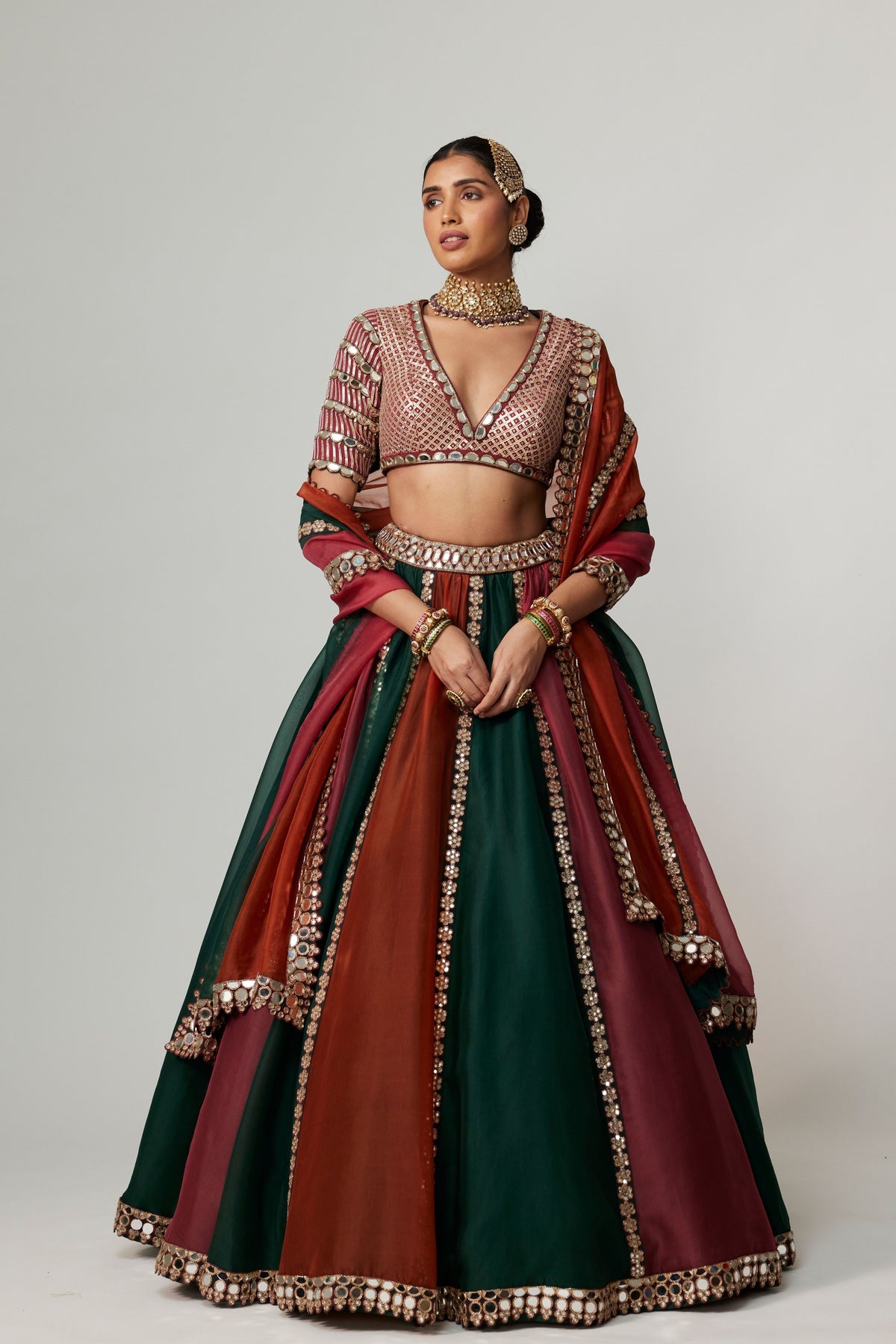 Cranberry Multicolor Lehenga Set