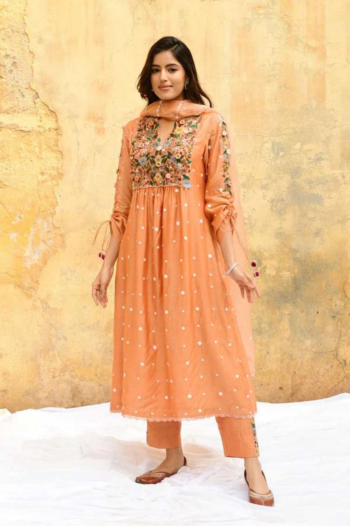 Peach Orchid Kurta Set
