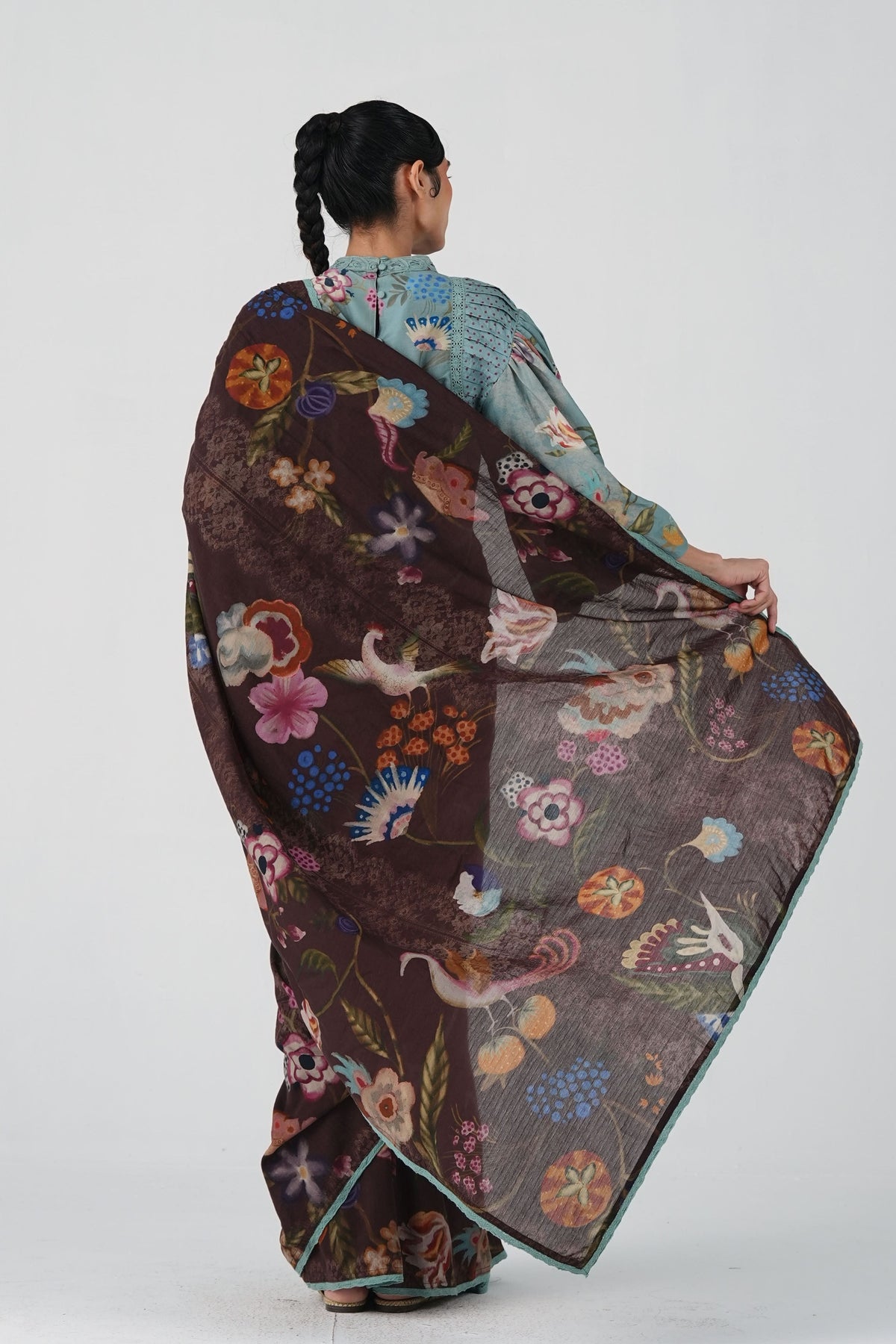 Smocked Floral Saree