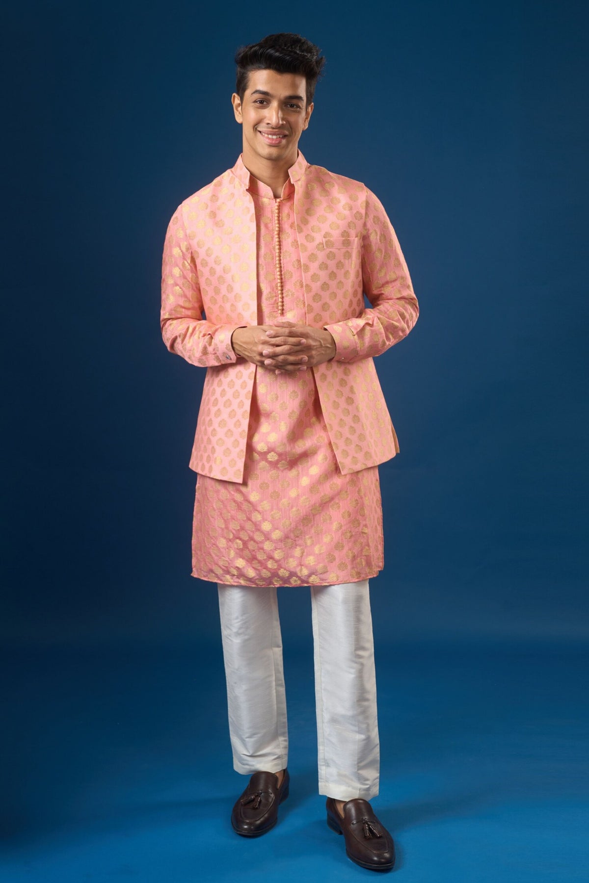 Mauve Brocade Kurta-bundi Set