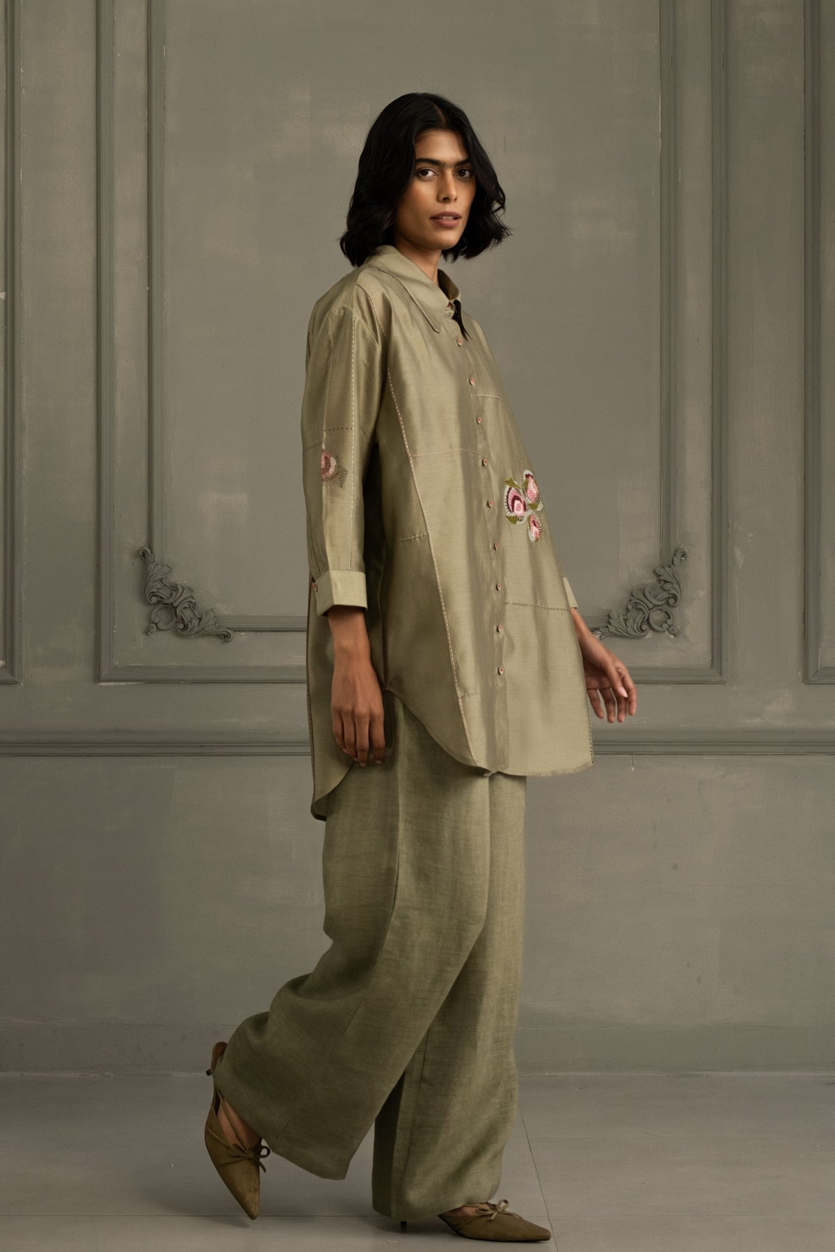 Sage Green Silk Co-ord Set