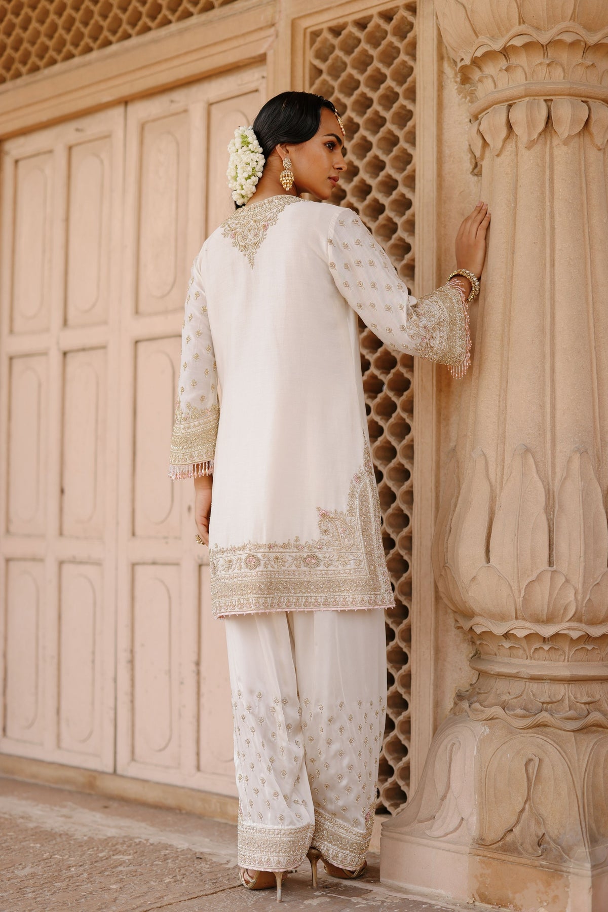 Ansha Ivory Short Kurta Set